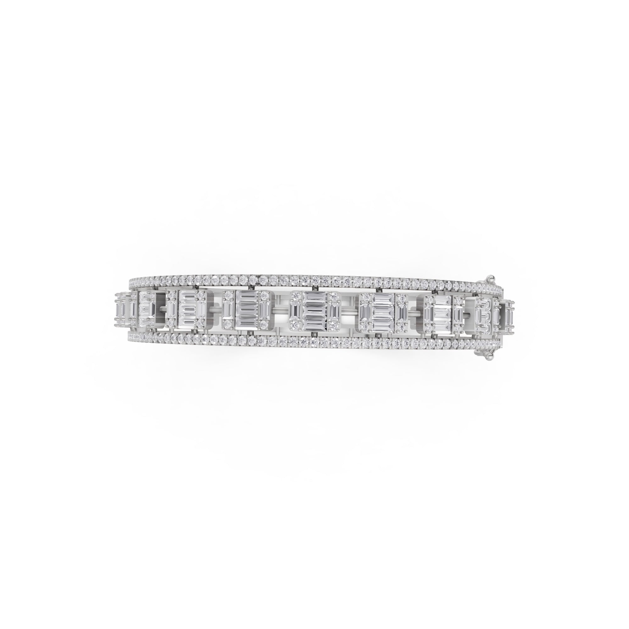 Aarinya Prism Art Deco Baguette Kada Bracelet, Geometric Grandeur Diamond Bracelet