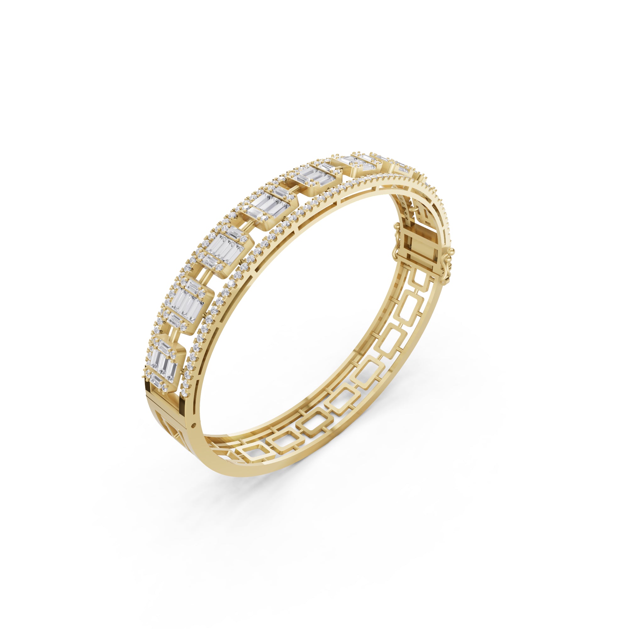 Aarinya Prism Art Deco Baguette Kada Bracelet