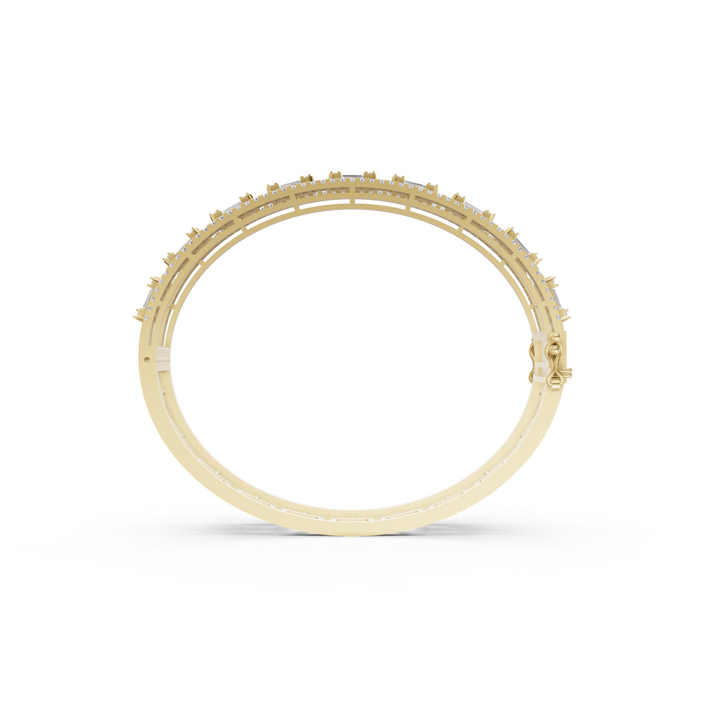 Aarinya Prism Art Deco Baguette Kada Bracelet, Geometric Grandeur Diamond Bracelet