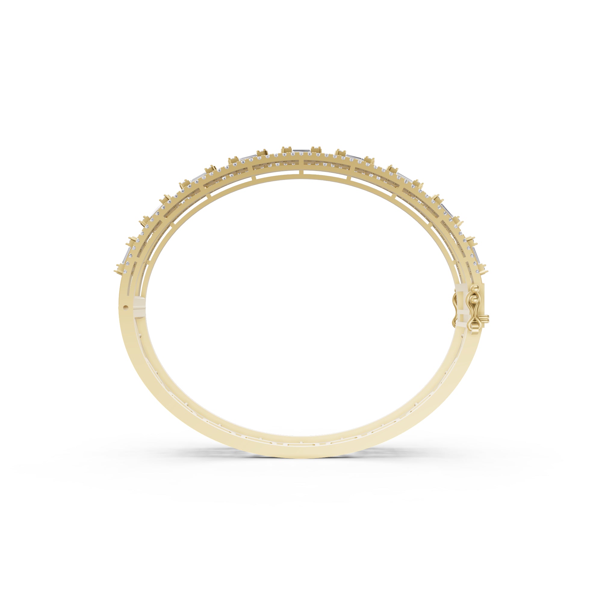 Aarinya Prism Art Deco Baguette Kada Bracelet, Geometric Grandeur Diamond Bracelet