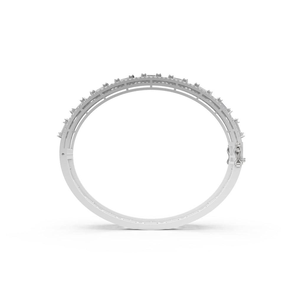 Aarinya Prism Art Deco Baguette Kada Bracelet, Geometric Grandeur Diamond Bracelet