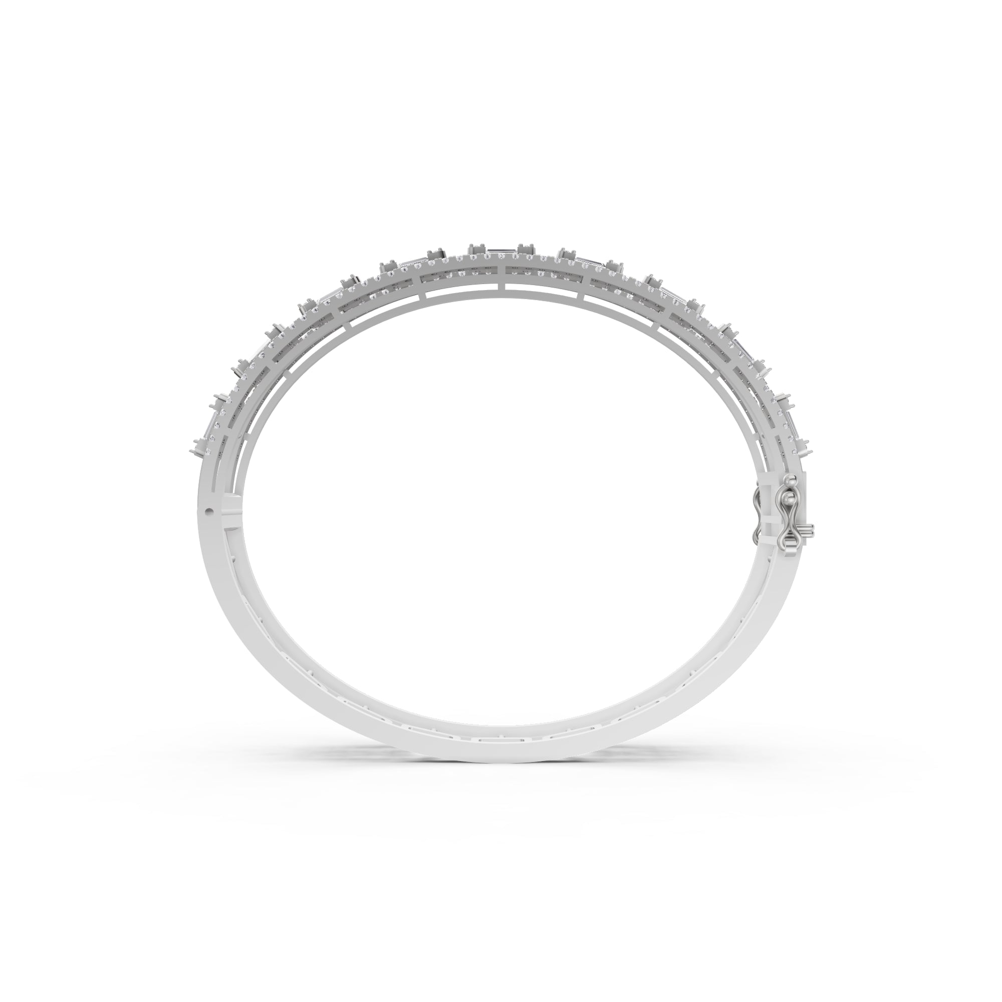 Aarinya Prism Art Deco Baguette Kada Bracelet, Geometric Grandeur Diamond Bracelet