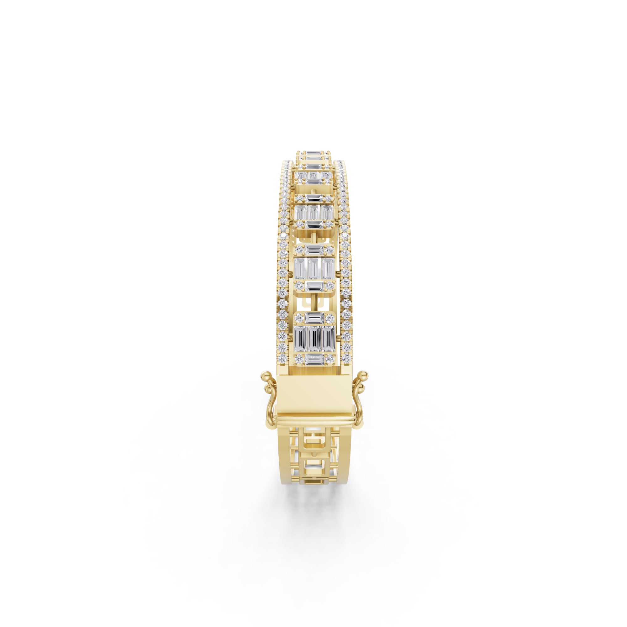 Aarinya Prism Art Deco Baguette Kada Bracelet, Geometric Grandeur Diamond Bracelet