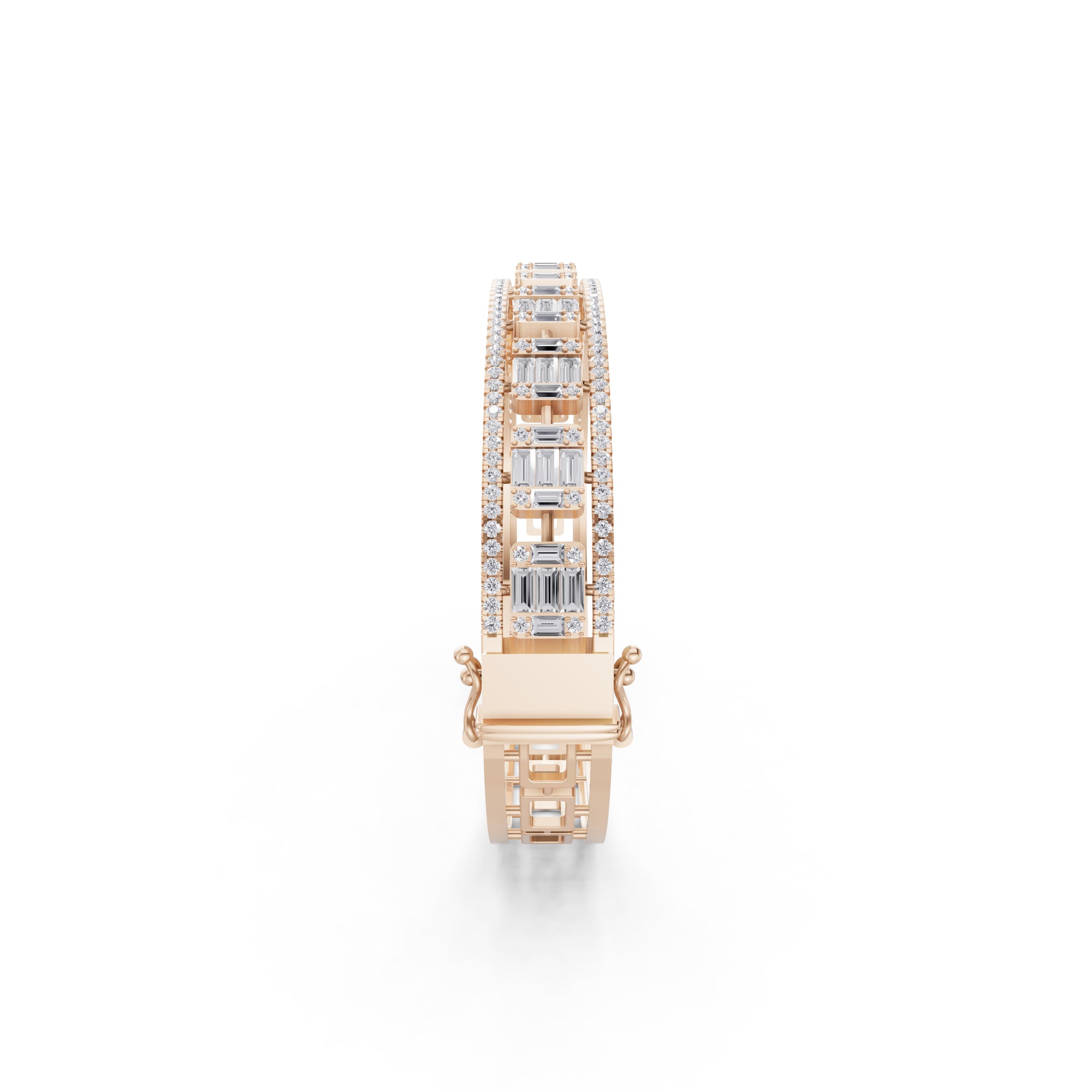 Aarinya Prism Art Deco Baguette Kada Bracelet, Geometric Grandeur Diamond Bracelet
