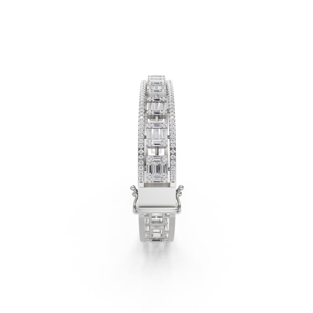 Aarinya Prism Art Deco Baguette Kada Bracelet, Geometric Grandeur Diamond Bracelet