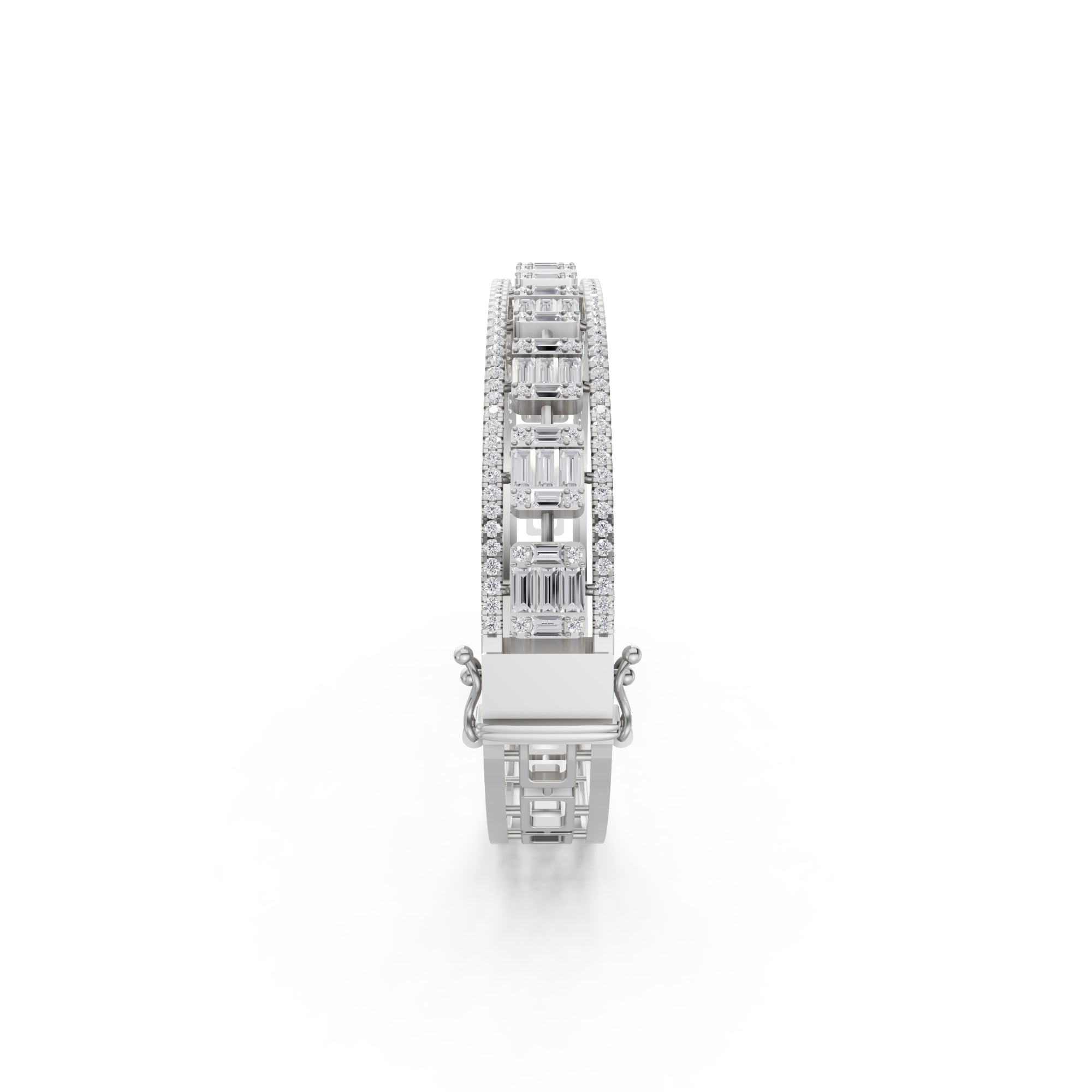 Aarinya Prism Art Deco Baguette Kada Bracelet, Geometric Grandeur Diamond Bracelet