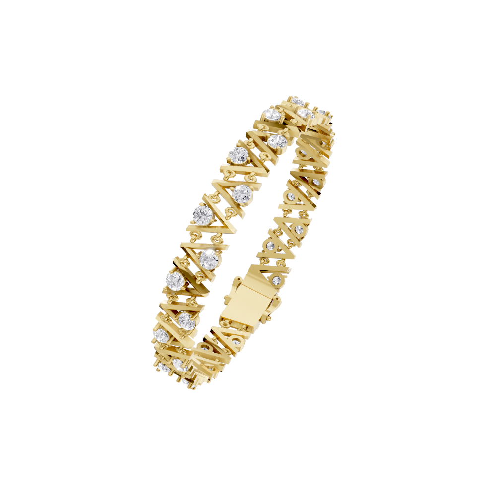 Aarinya Geometric Zigzag Diamond Link Bracelet