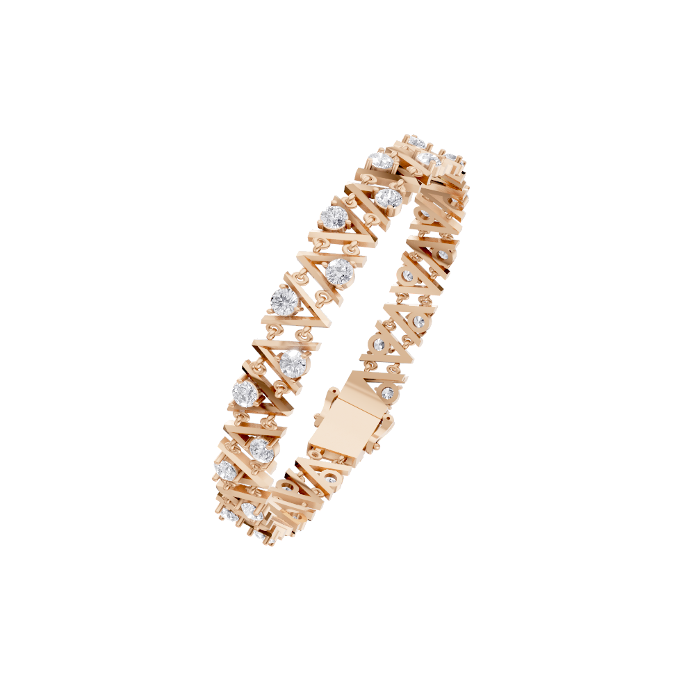 Aarinya Geometric Zigzag Diamond Link Bracelet