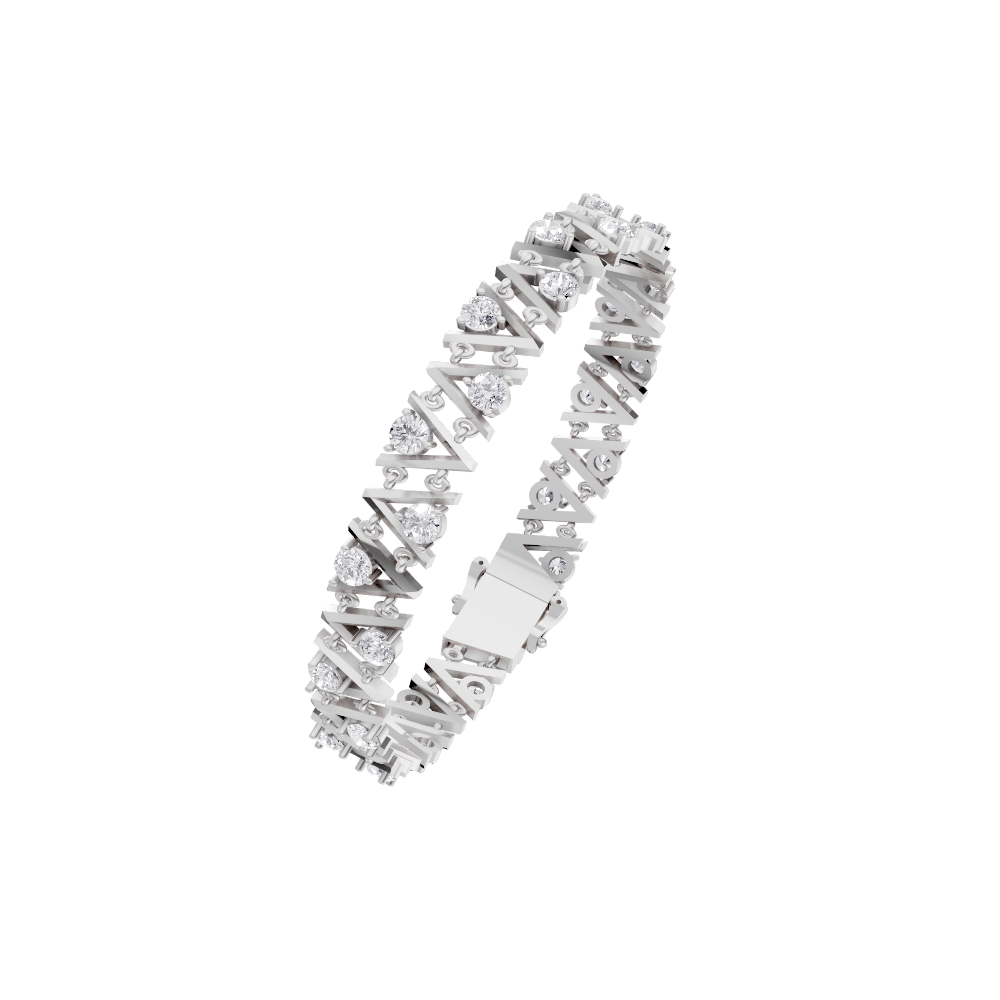 Aarinya Geometric Zigzag Diamond Link Bracelet