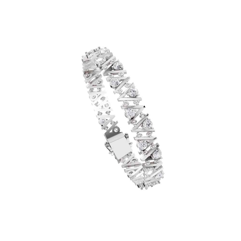 Aarinya Geometric Zigzag Diamond Link Bracelet