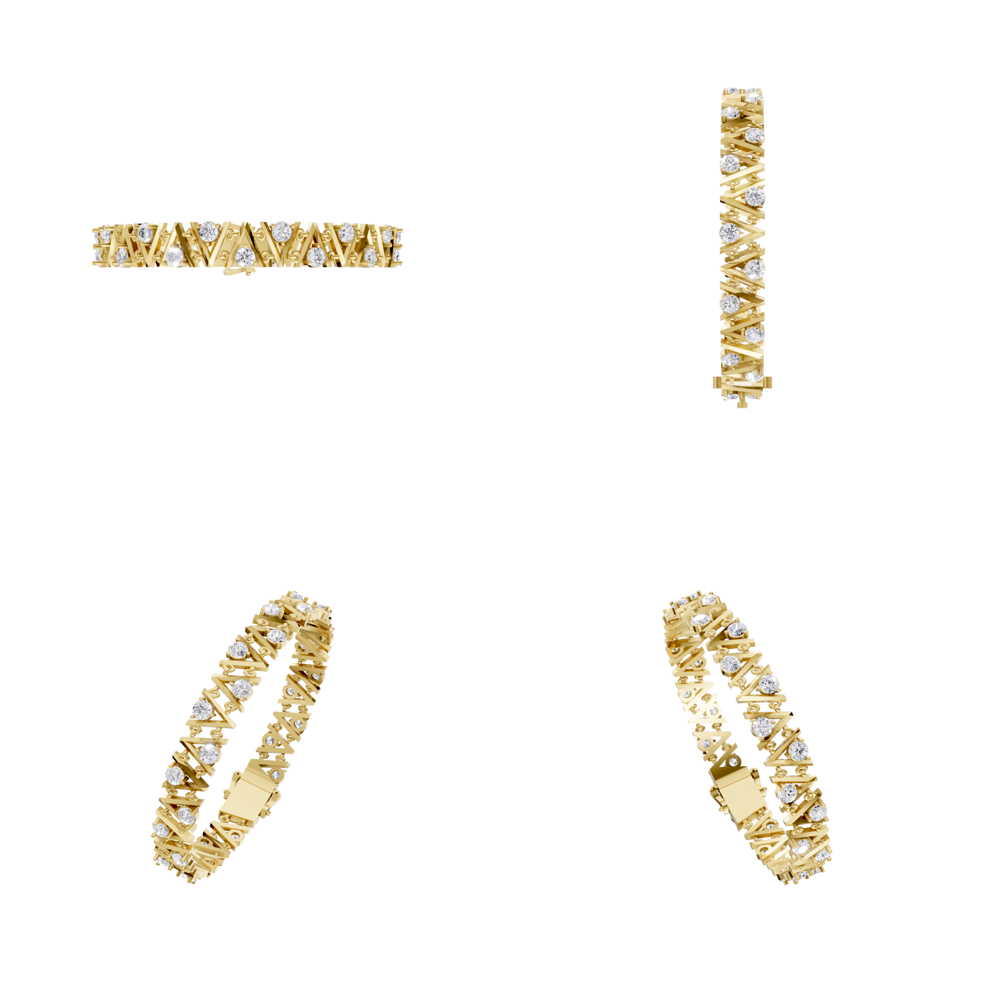 Aarinya Geometric Zigzag Diamond Link Bracelet
