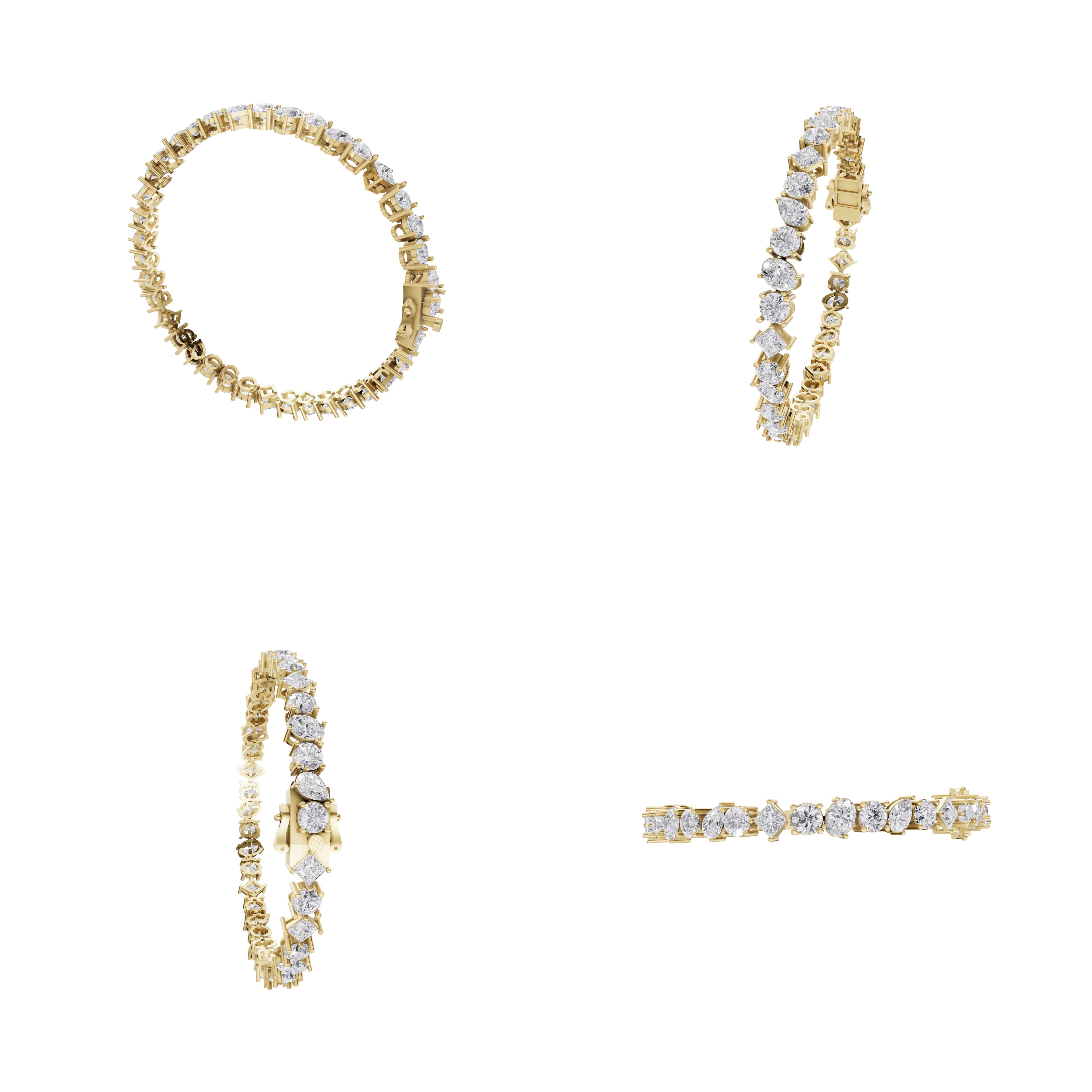 Aarinya Multi-Shape Fancy-Cut Diamond Loose Bracelet