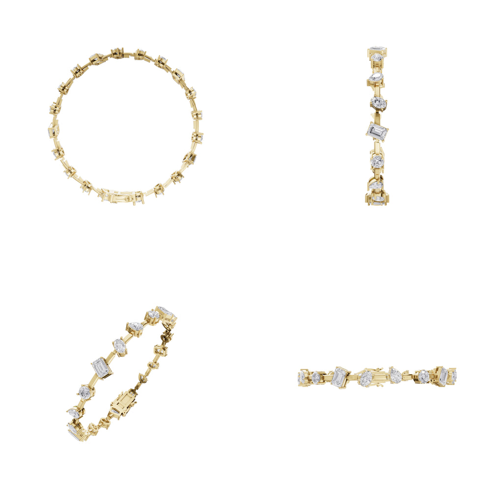 Aarinya Fancy-Cut Lab Grown Diamond Bracelet, Mixed-Cut Diamond Tennis Bracelet