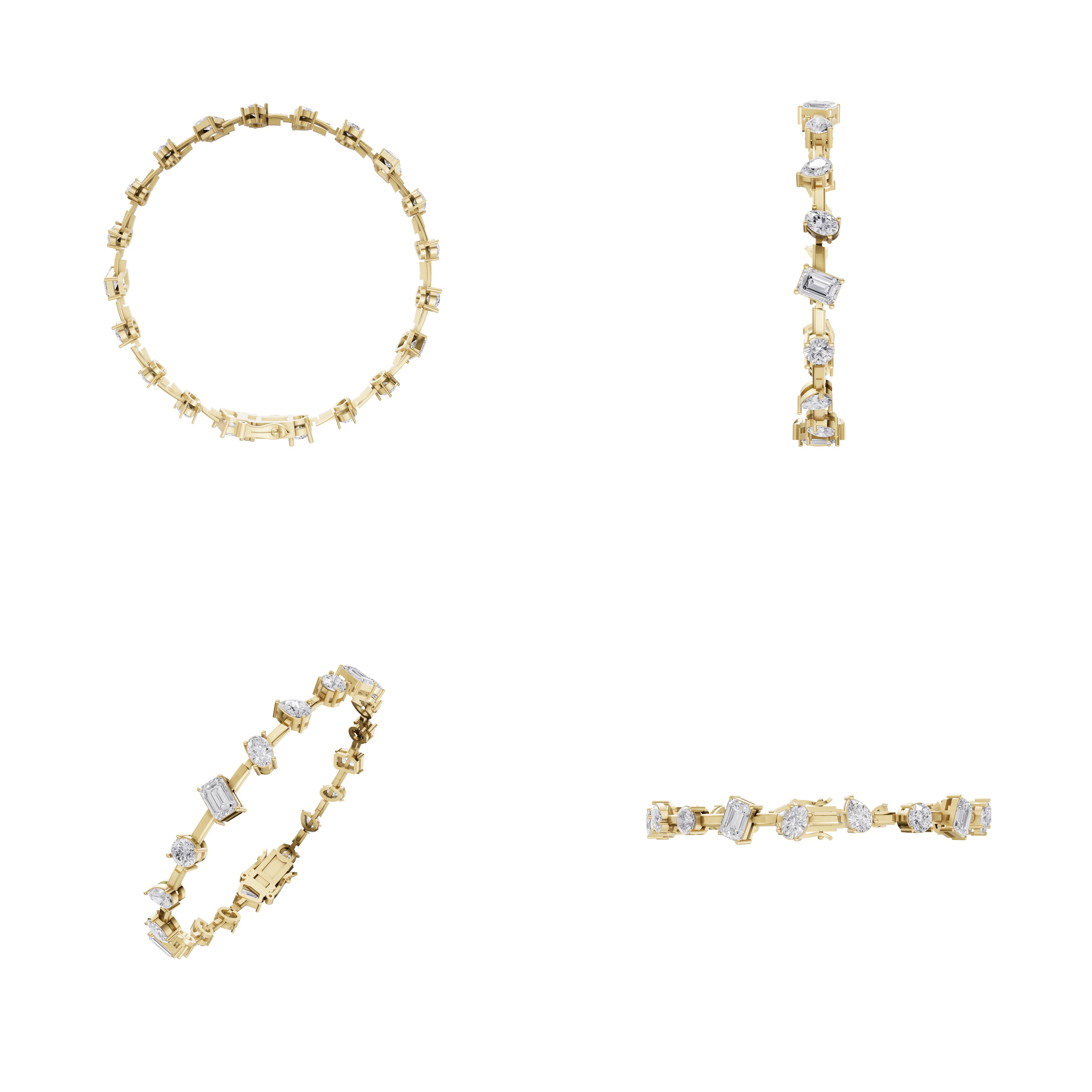 Aarinya Fancy-Cut Lab Grown Diamond Bracelet, Mixed-Cut Diamond Tennis Bracelet