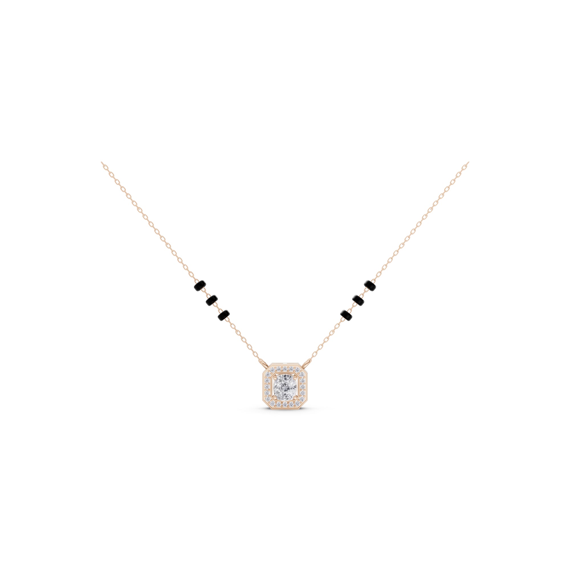 Aarinya Emerald-Cut Silhouette Halo Diamond Pendant