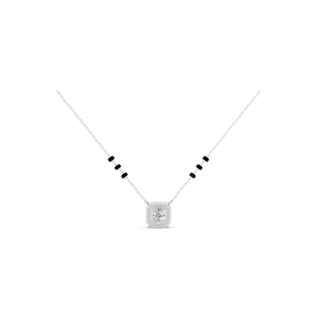 Aarinya Emerald-Cut Silhouette Halo Diamond Pendant