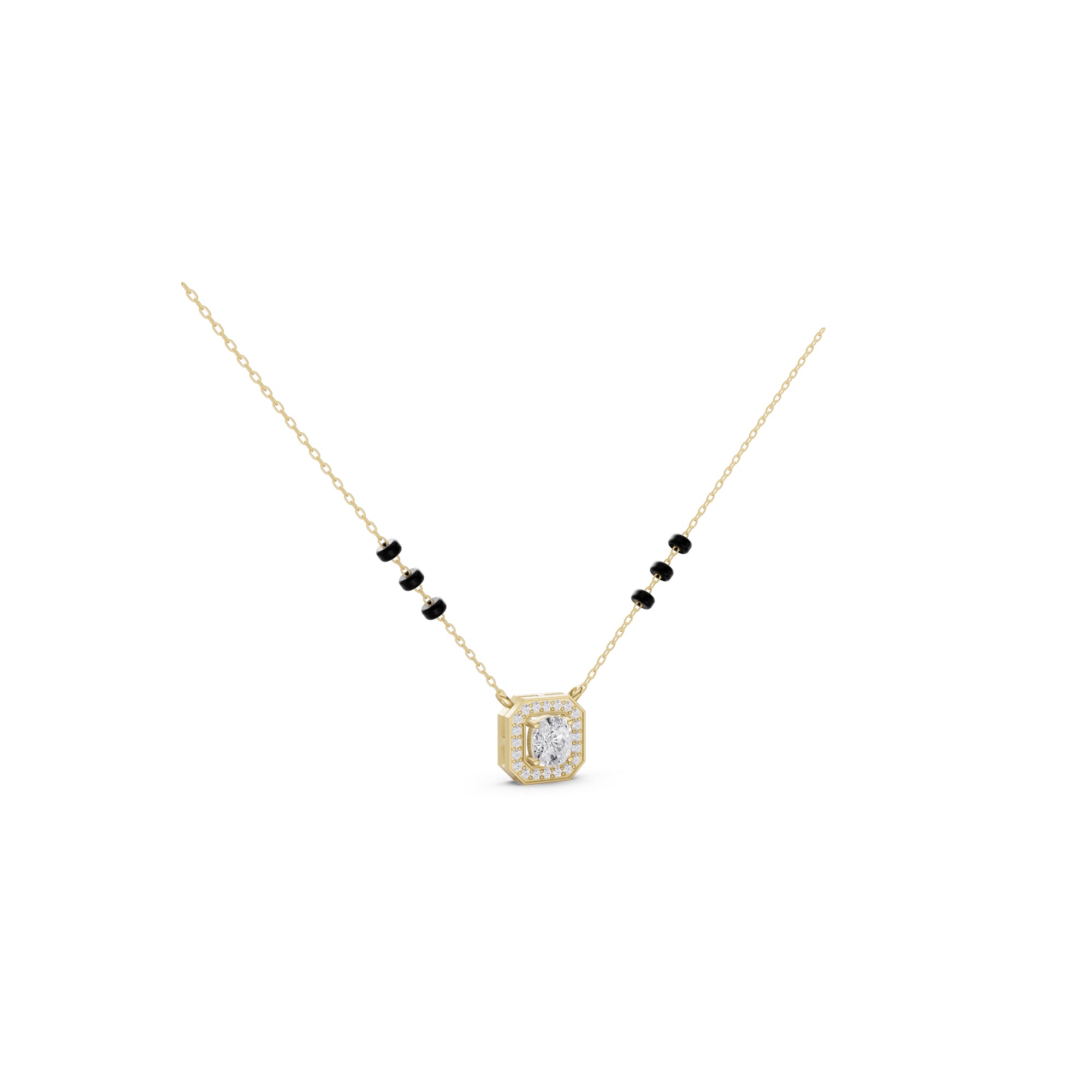 Aarinya Emerald-Cut Silhouette Halo Diamond Pendant