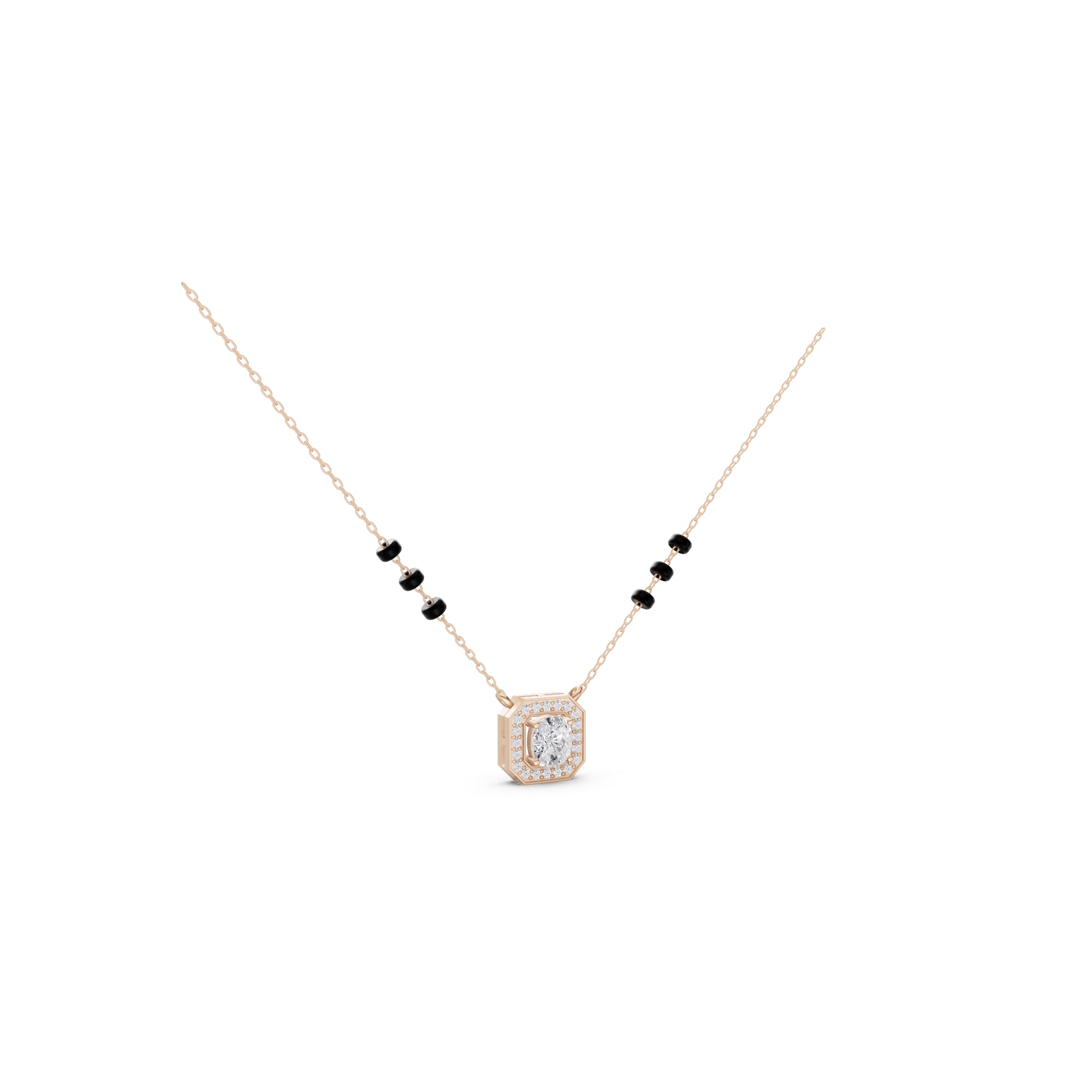 Aarinya Emerald-Cut Silhouette Halo Diamond Pendant