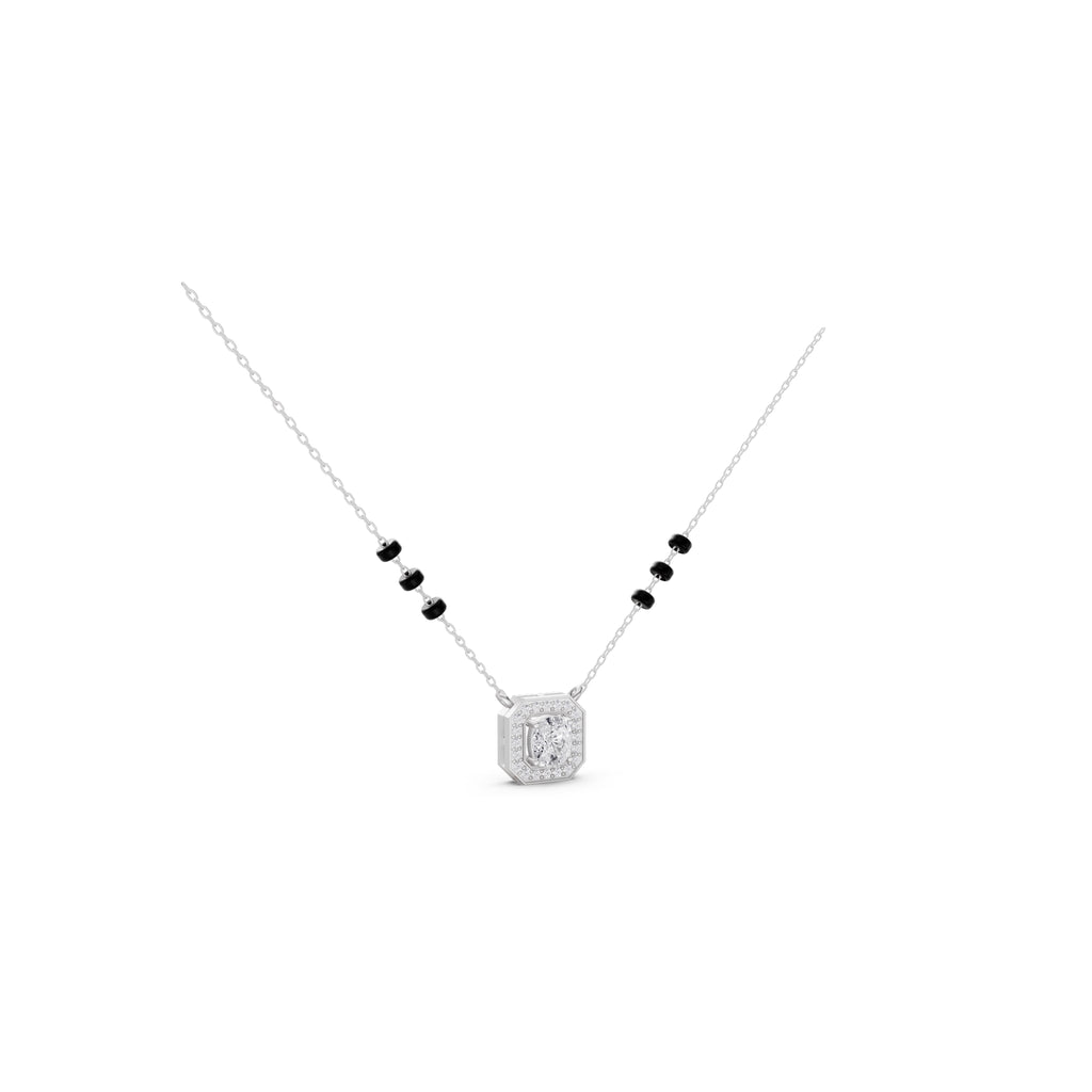 Aarinya Emerald-Cut Silhouette Halo Diamond Pendant