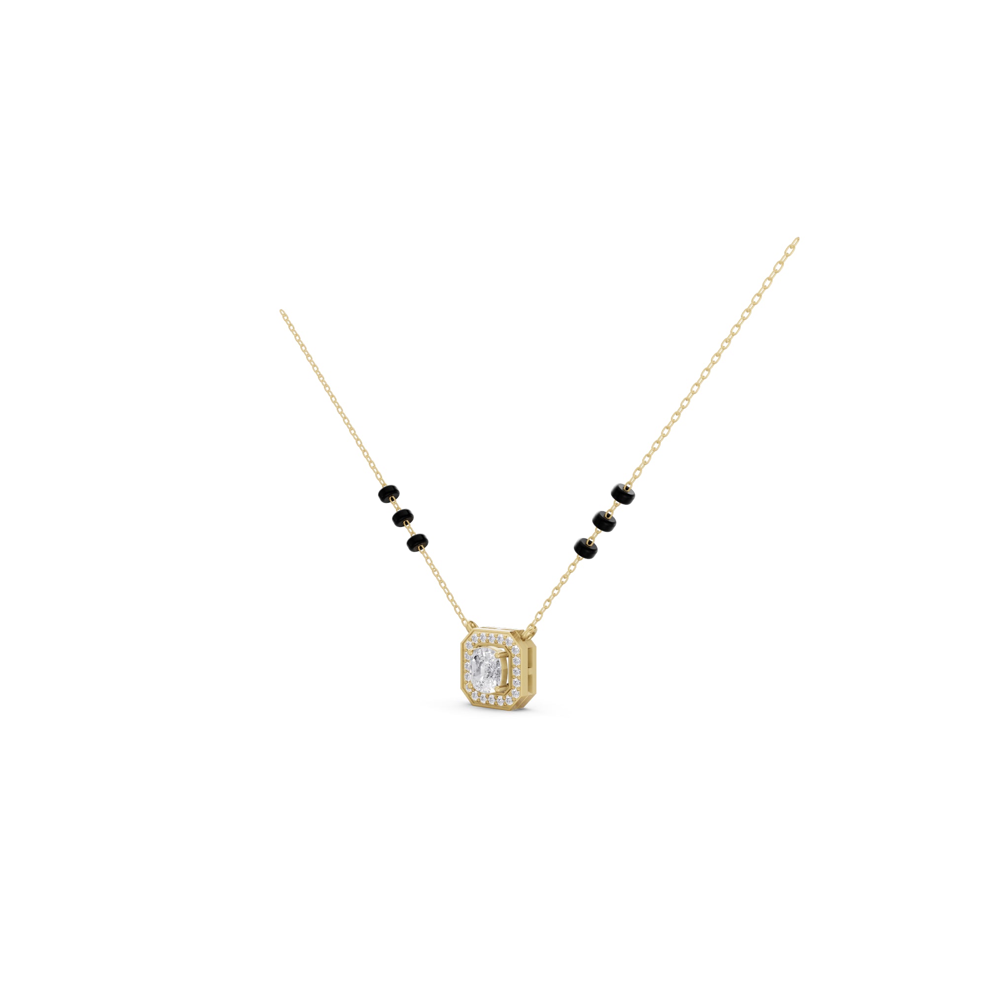 Aarinya Emerald-Cut Silhouette Halo Diamond Pendant