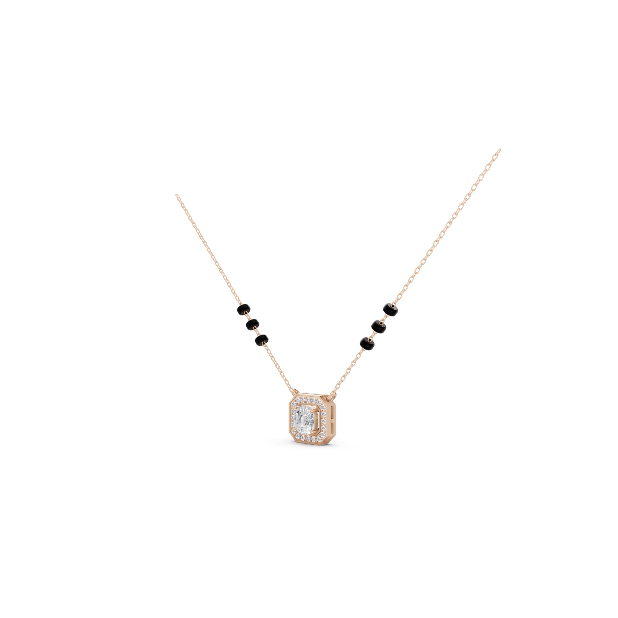 Aarinya Emerald-Cut Silhouette Halo Diamond Pendant