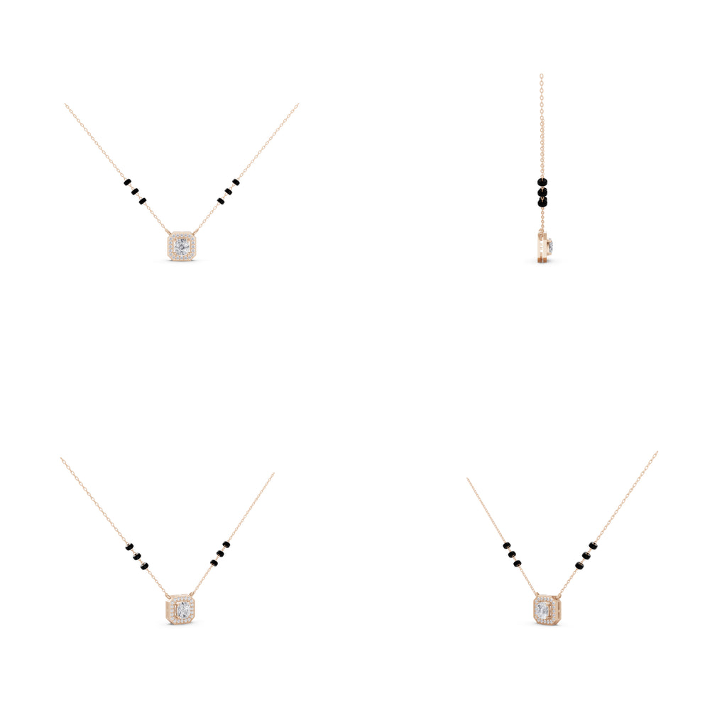 Aarinya Emerald-Cut Silhouette Halo Diamond Pendant
