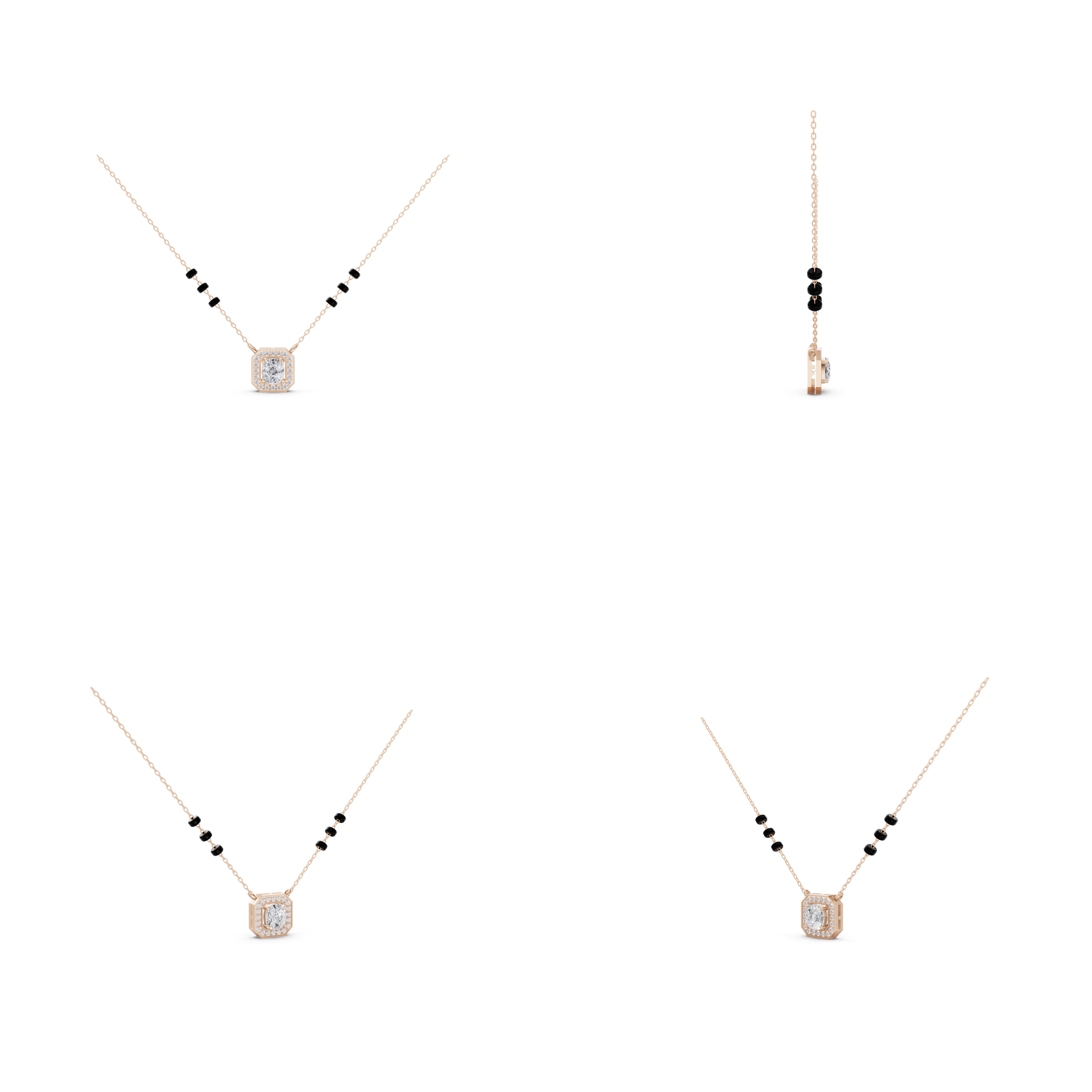 Aarinya Emerald-Cut Silhouette Halo Diamond Pendant