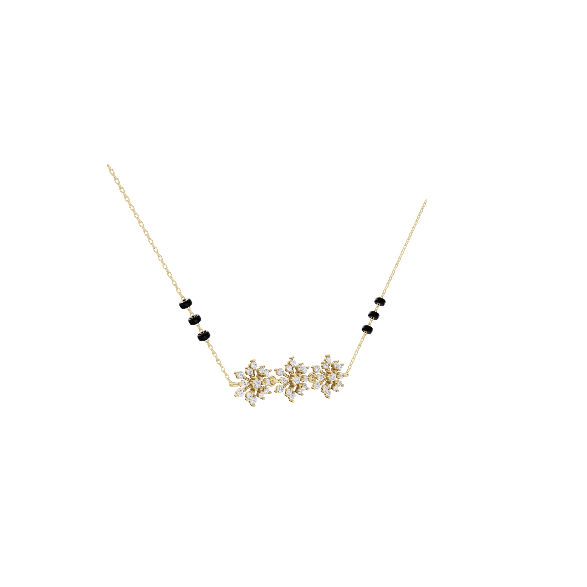 Aarinya Tri-Rosette Bloom Diamond Cluster Pendant