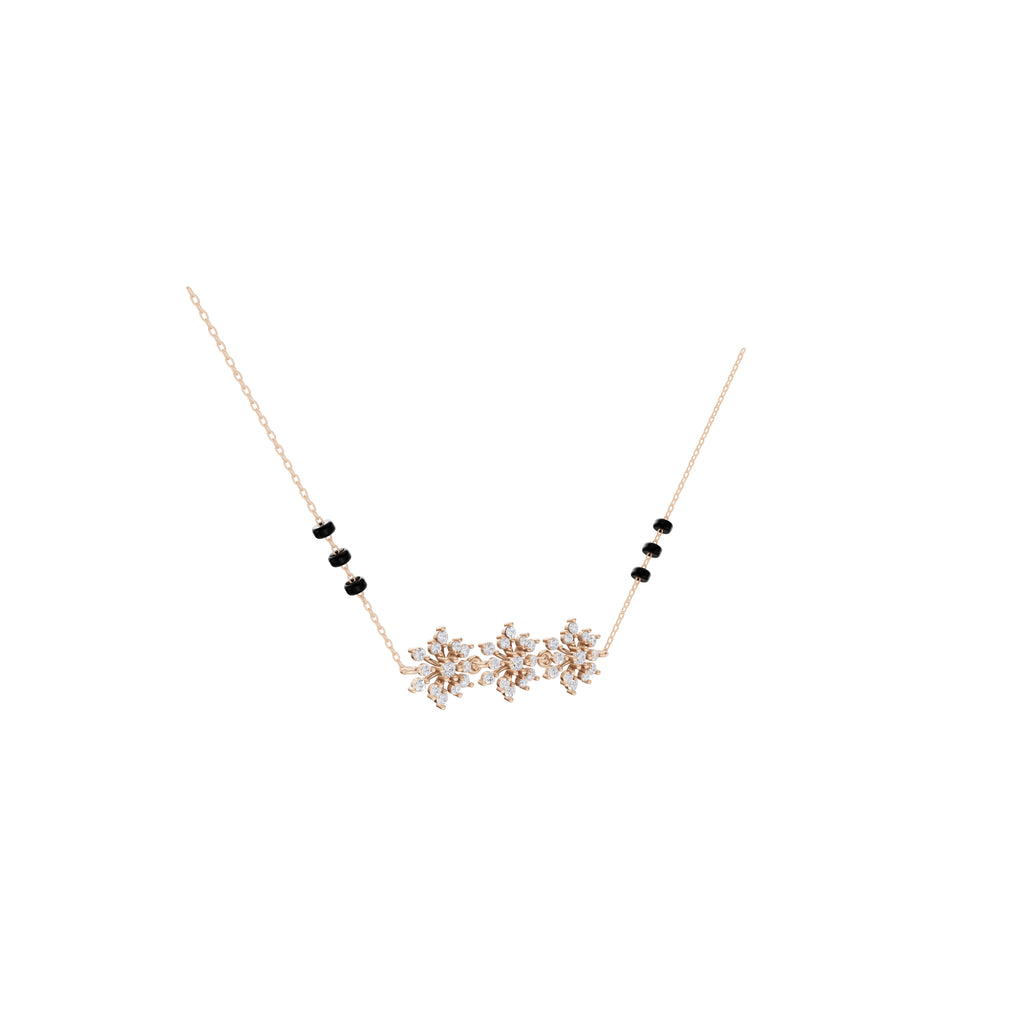 Aarinya Tri-Rosette Bloom Diamond Cluster Pendant