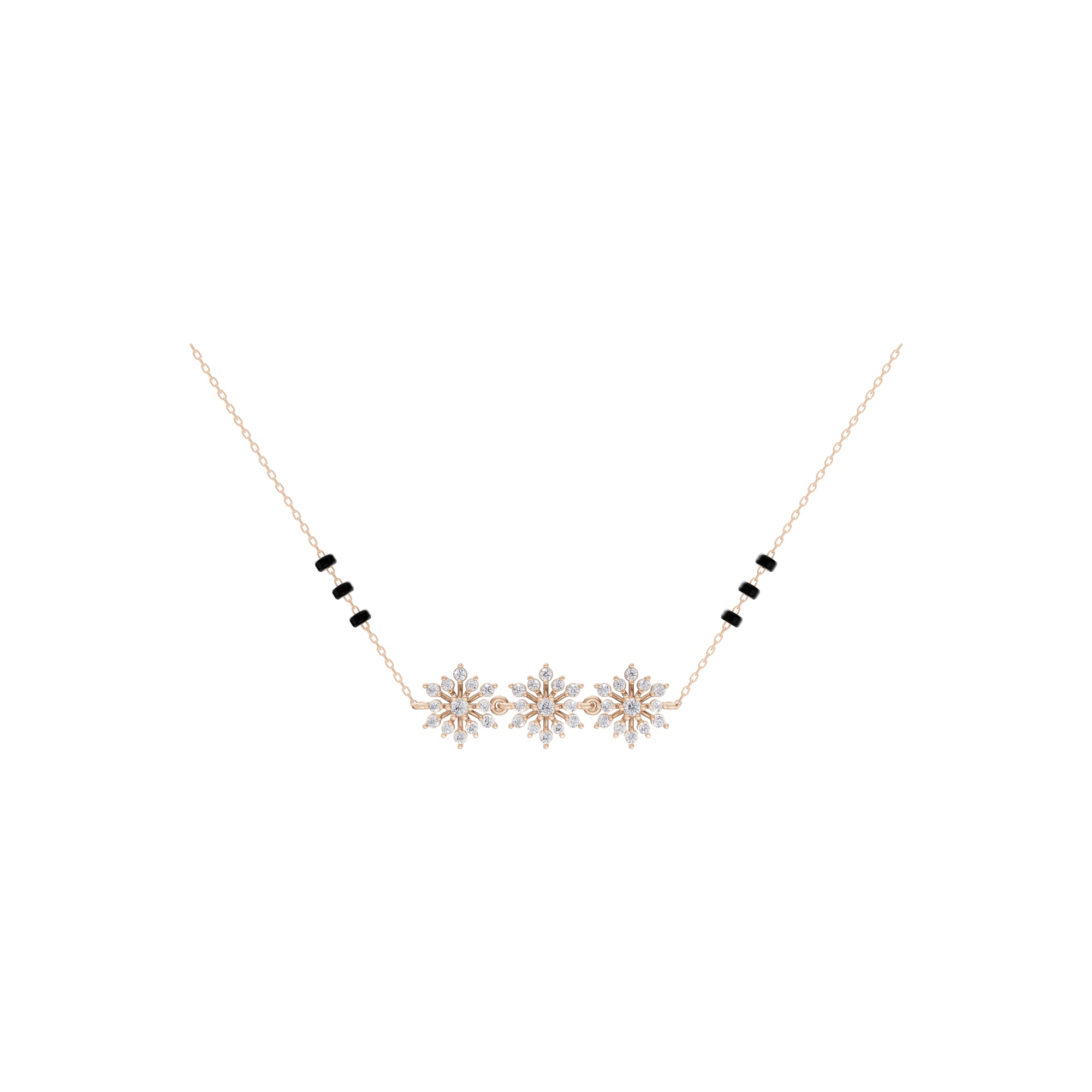 Aarinya Tri-Rosette Bloom Diamond Cluster Pendant