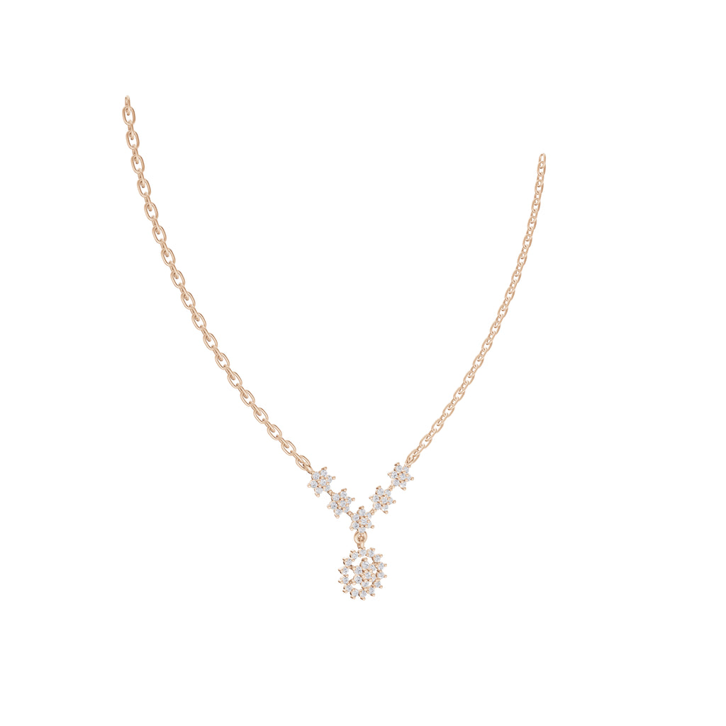 Aarinya The Sovereign Floral Chevron Cluster Diamond Pendant Necklace