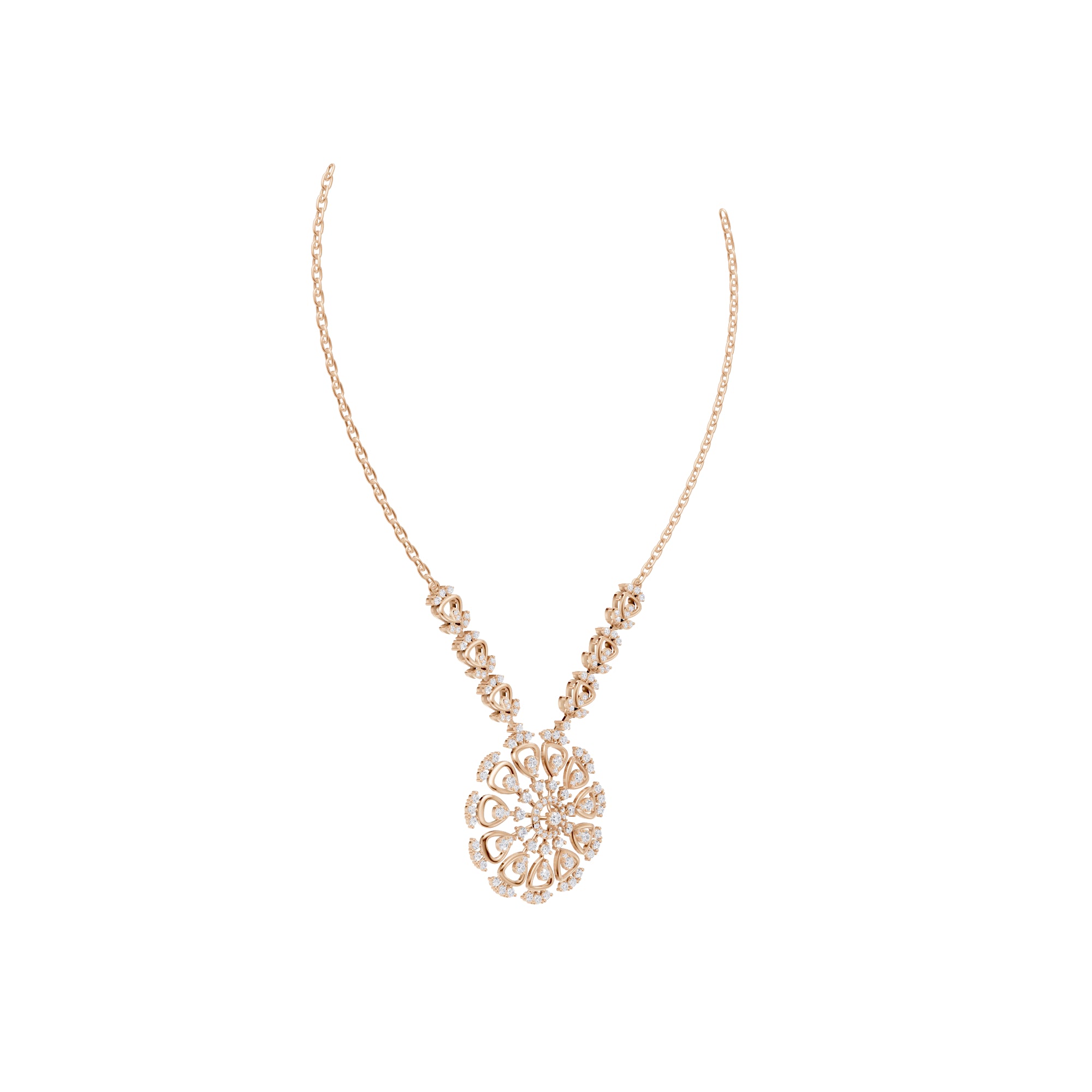 Aarinya Lumina Sunburst Floral Diamond Pendant Necklace