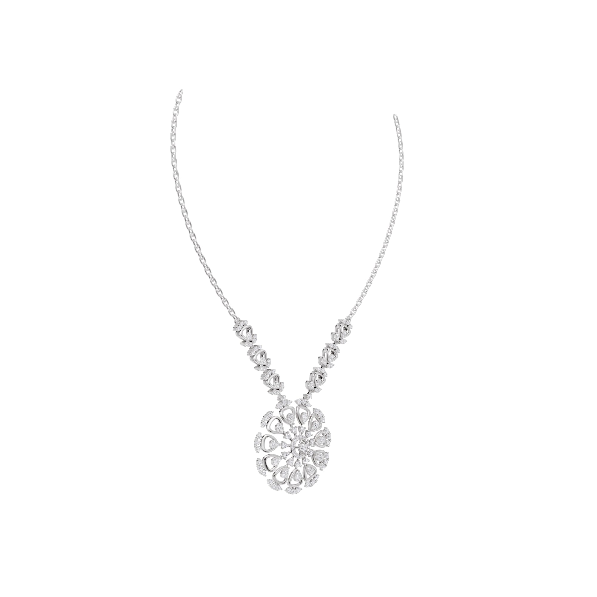 Aarinya Lumina Sunburst Floral Diamond Pendant Necklace