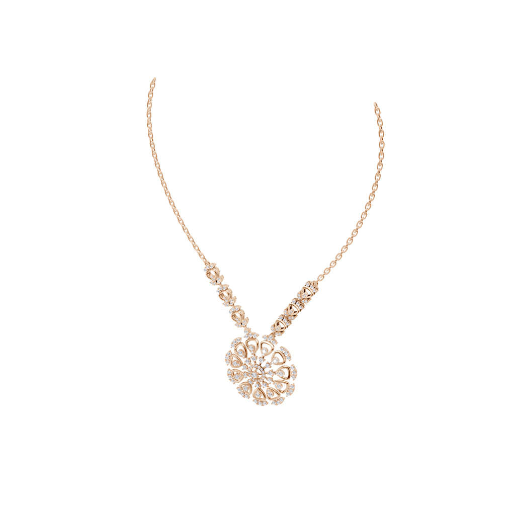 Aarinya Lumina Sunburst Floral Diamond Pendant Necklace