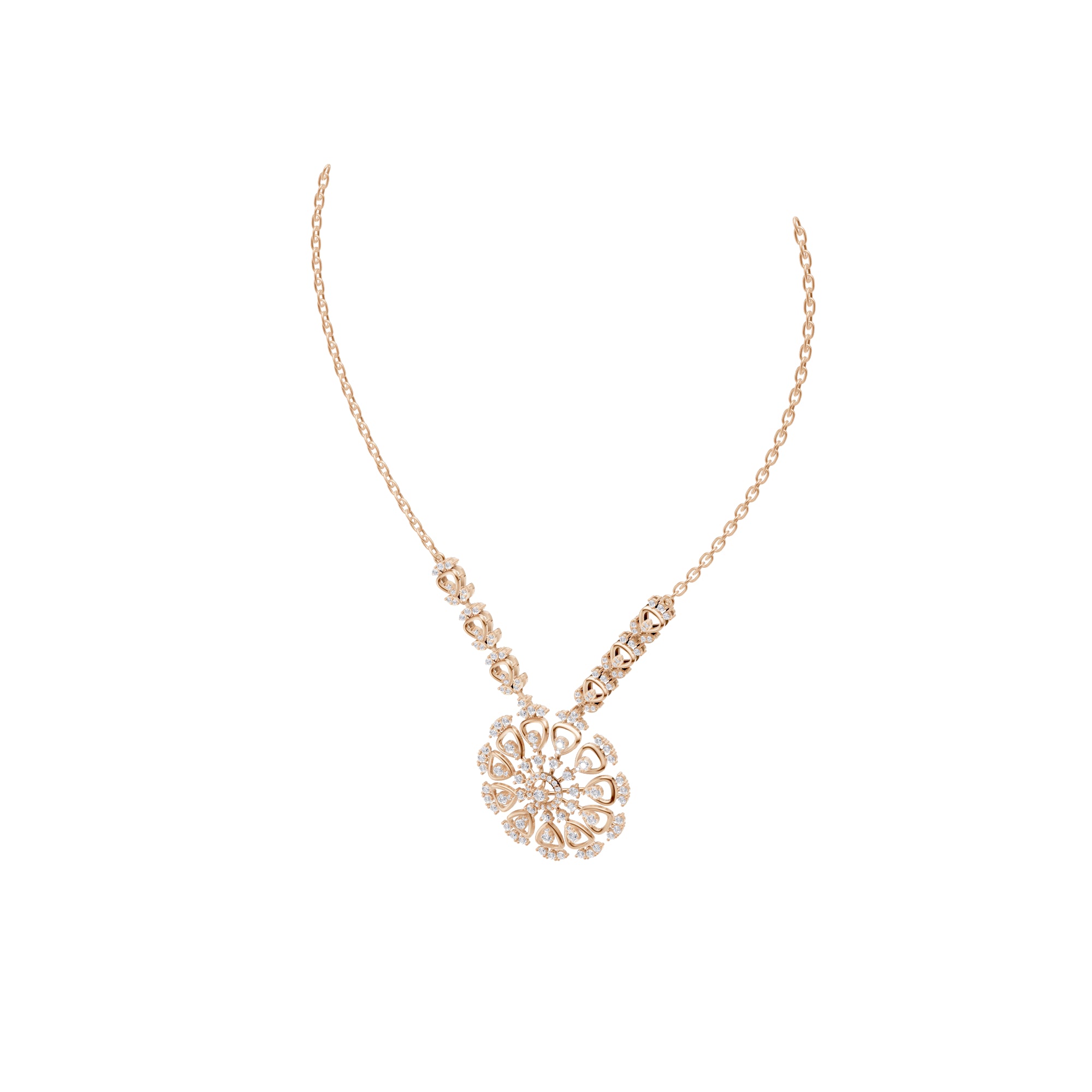 Aarinya Lumina Sunburst Floral Diamond Pendant Necklace