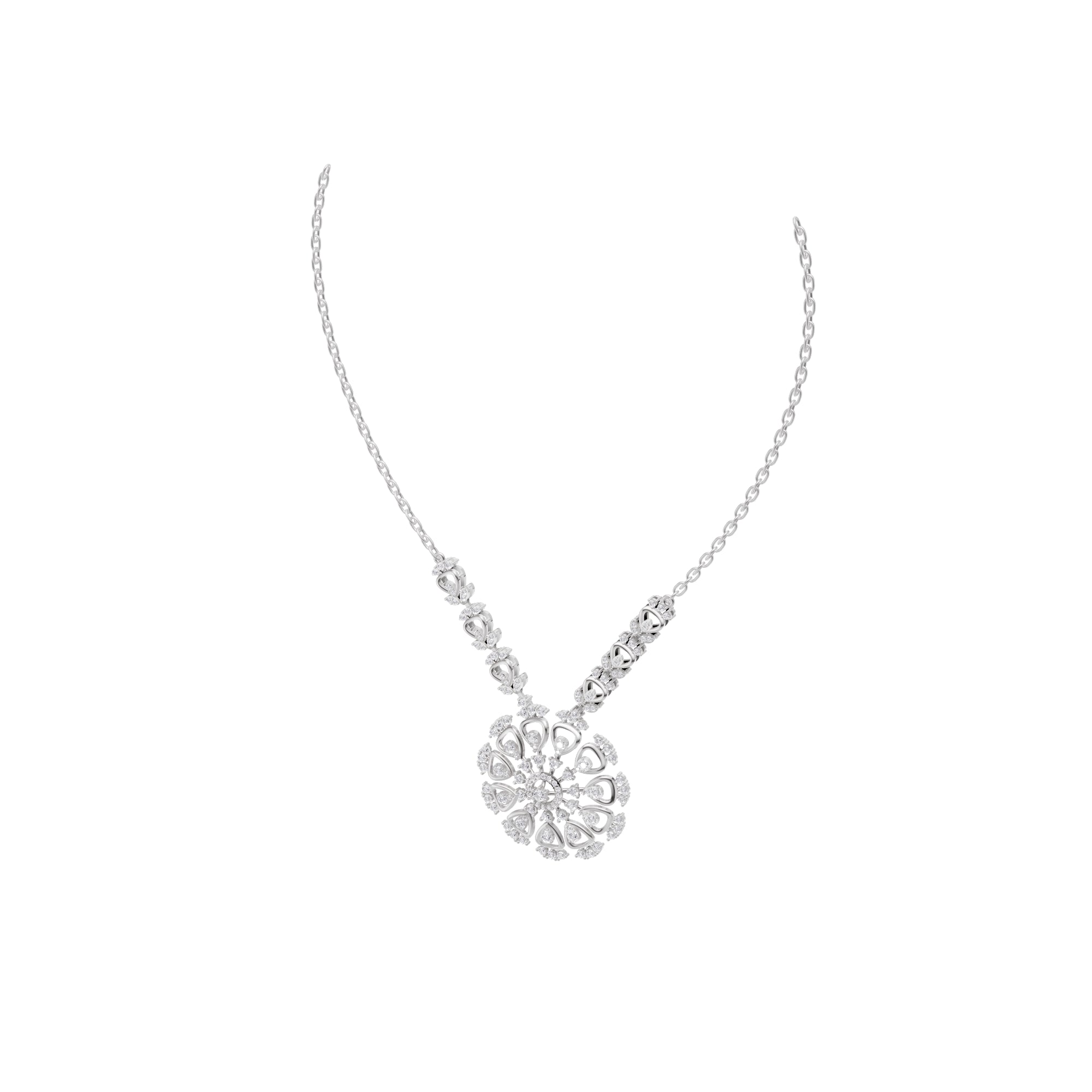 Aarinya Lumina Sunburst Floral Diamond Pendant Necklace