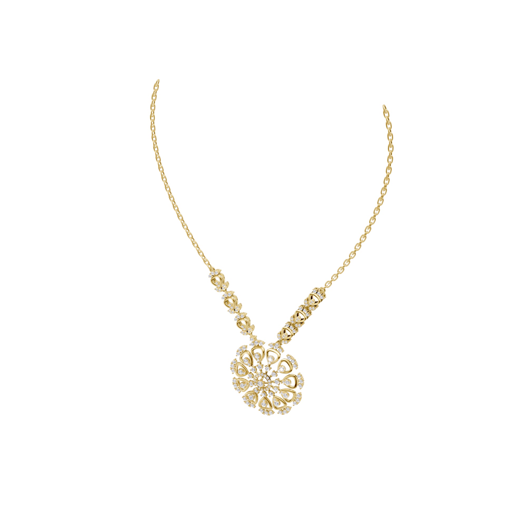 Aarinya Lumina Sunburst Floral Diamond Pendant Necklace