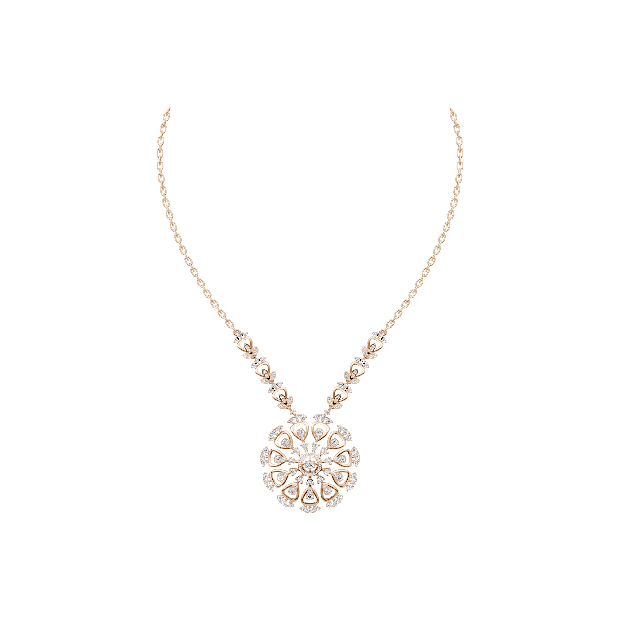 Aarinya Lumina Sunburst Floral Diamond Pendant Necklace