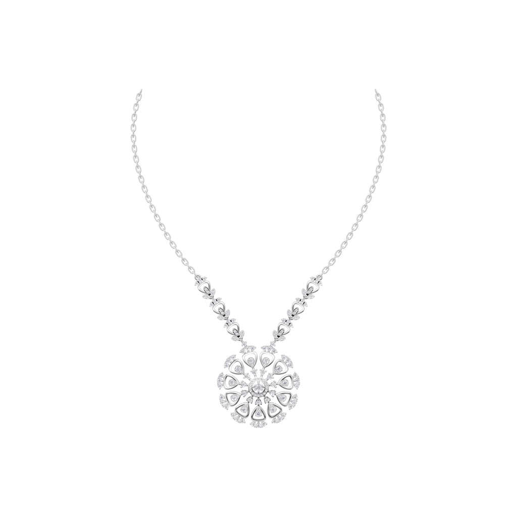 Aarinya Lumina Sunburst Floral Diamond Pendant Necklace