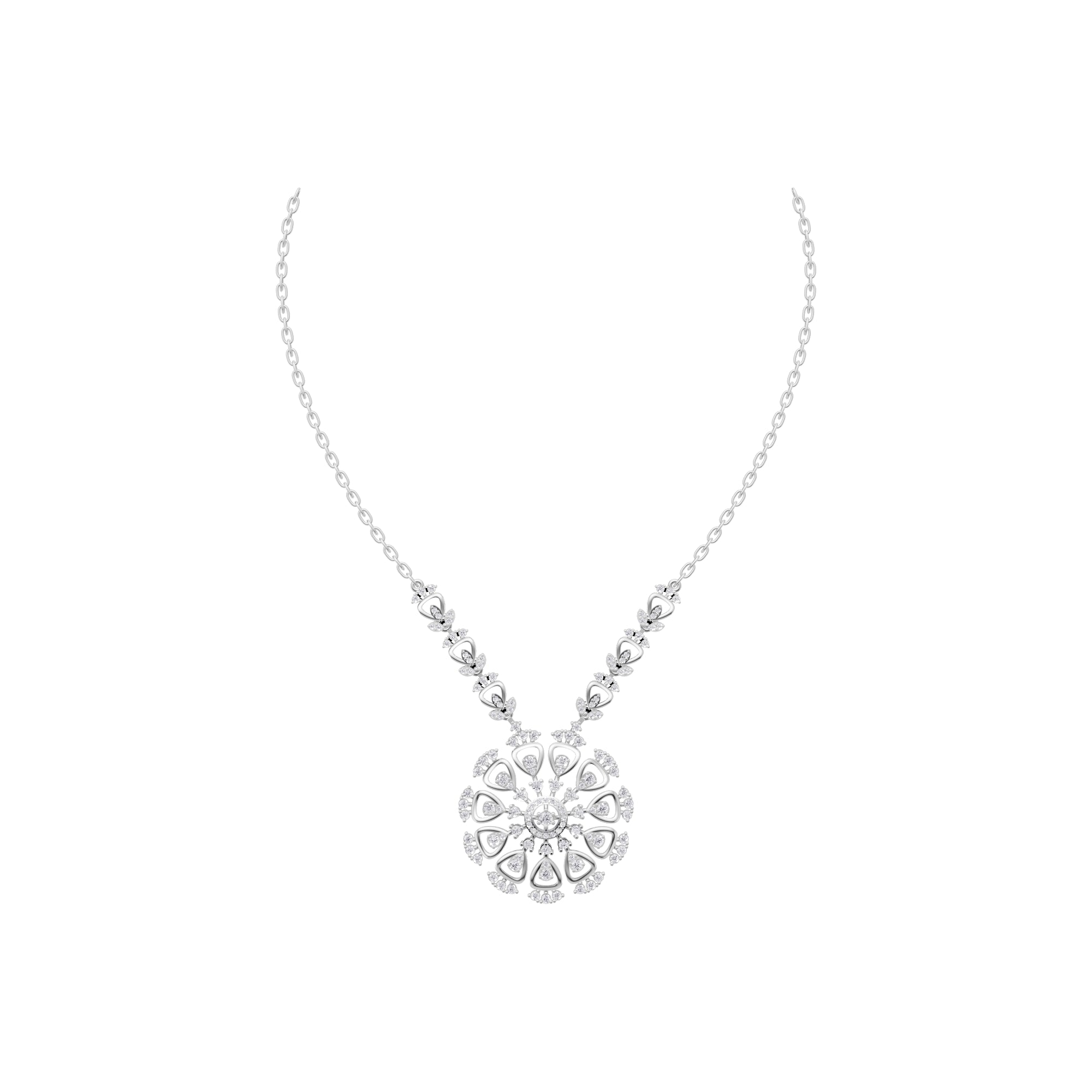 Aarinya Lumina Sunburst Floral Diamond Pendant Necklace