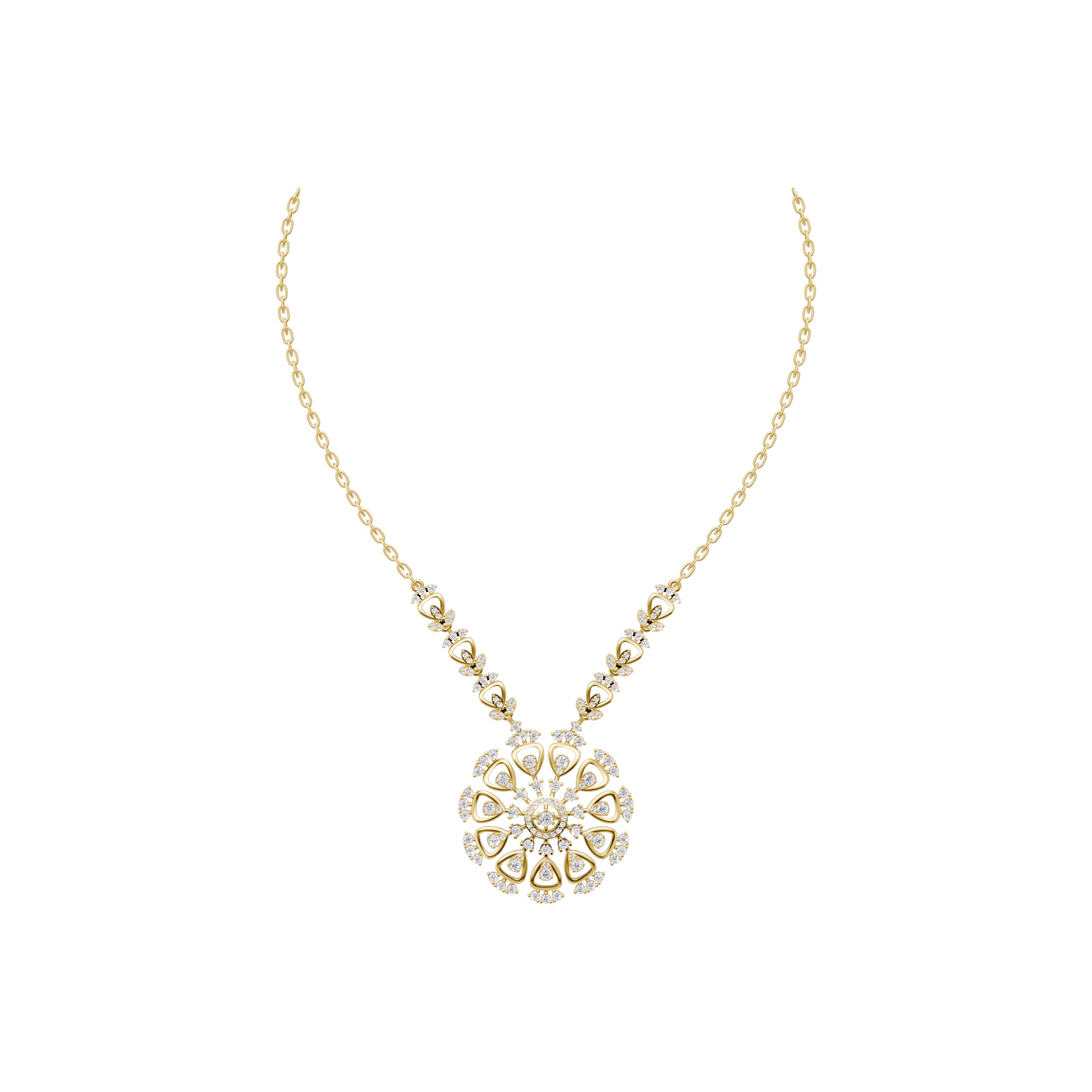Aarinya Lumina Sunburst Floral Diamond Pendant Necklace