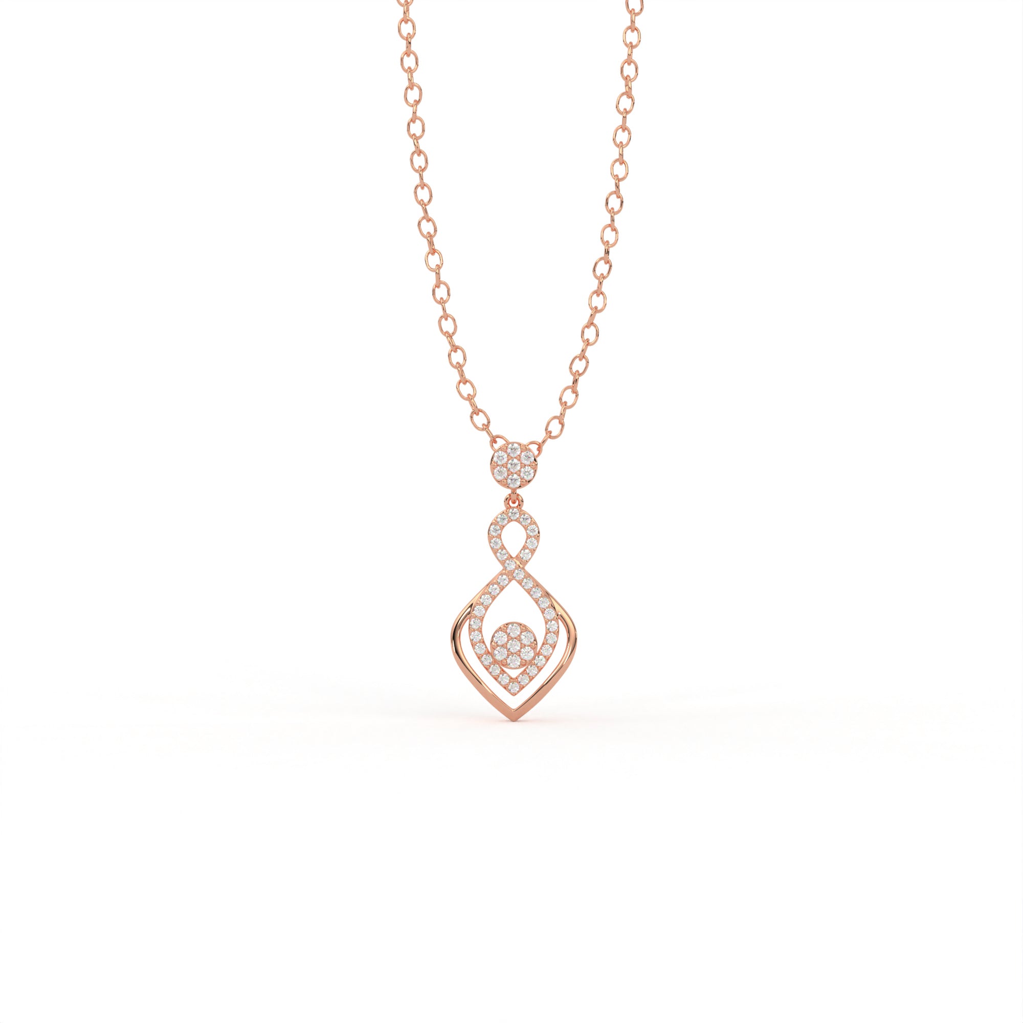 Aarinya Infinity Lab-Grown Diamond Droplet Pendant, The Vantage Silhouette Interlocking Ribbon Pendant