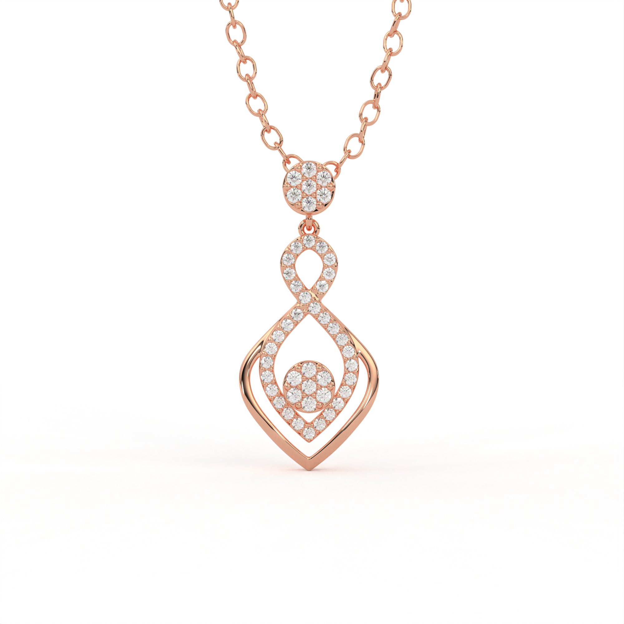 Aarinya Infinity Lab-Grown Diamond Droplet Pendant, The Vantage Silhouette Interlocking Ribbon Pendant