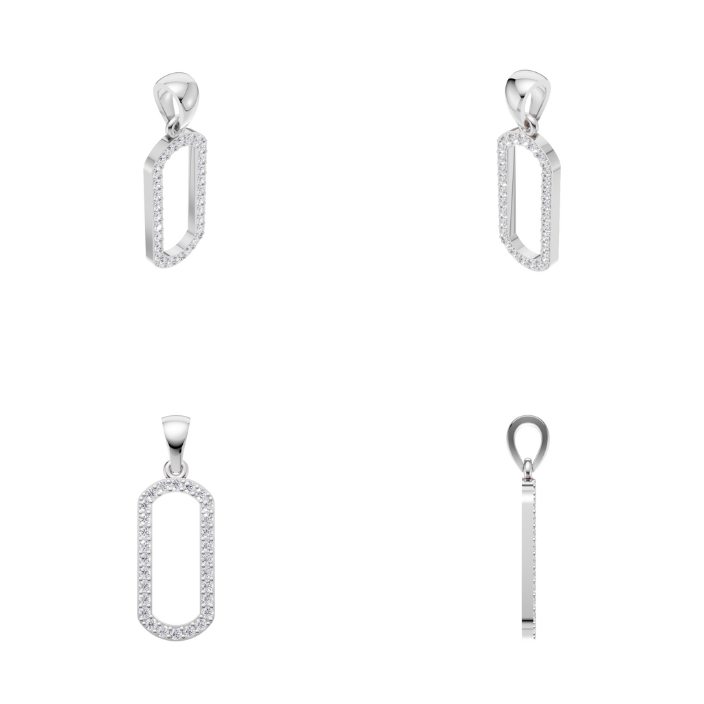 Aarinya Geometric Diamond Link Pendant Set, The Lumina Oval Paperclip Diamond Pendant Set