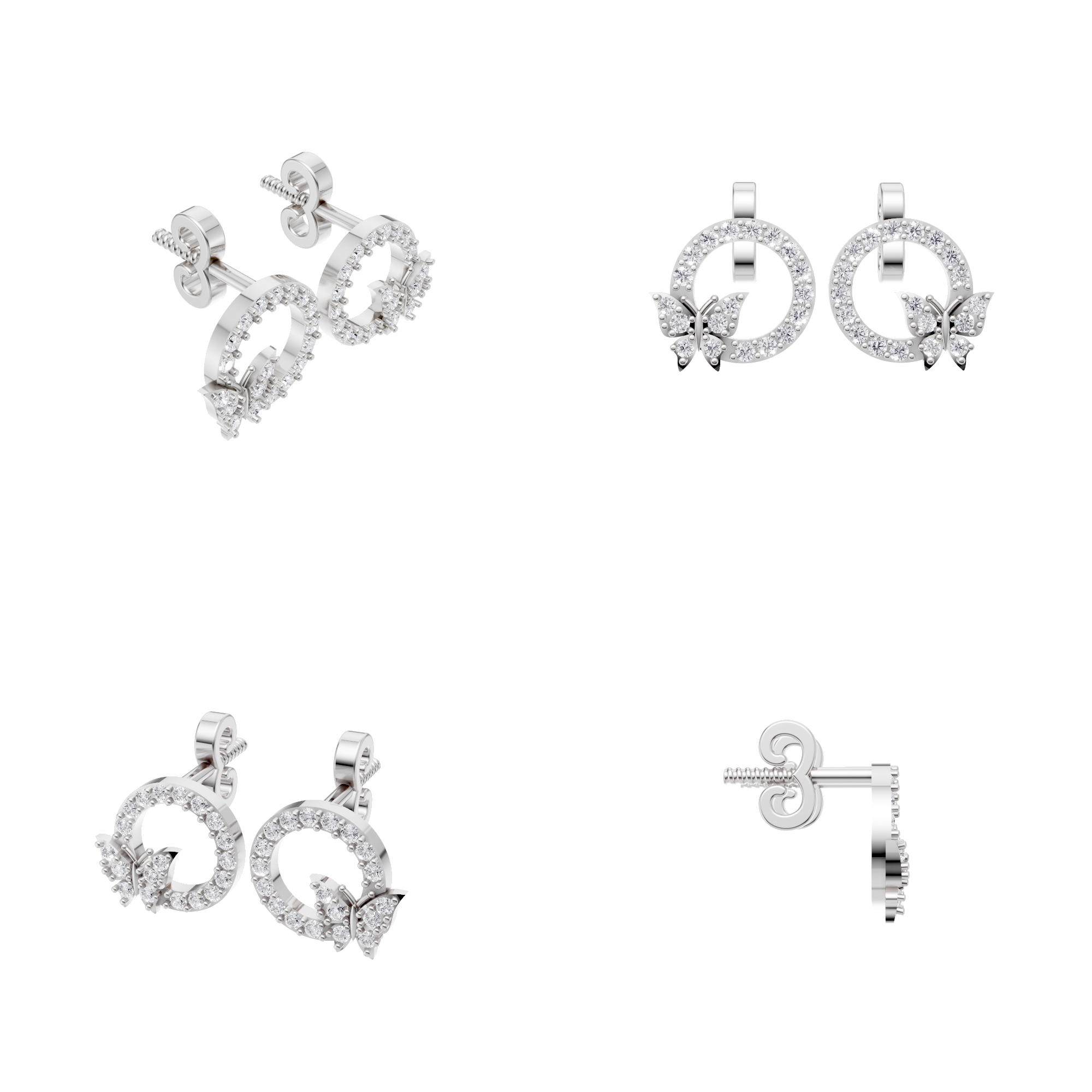 Aarinya Enchanted Butterfly Circle Diamond Pendant Set, The Papillon Circle Diamond Lab Grown Set