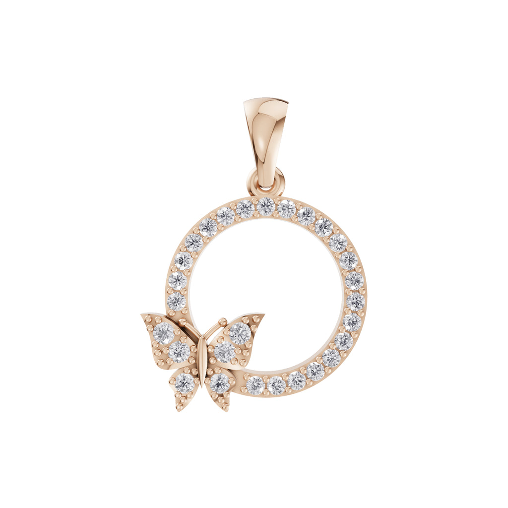 Aarinya Enchanted Butterfly Circle Diamond Pendant Set, The Papillon Circle Diamond Lab Grown Set