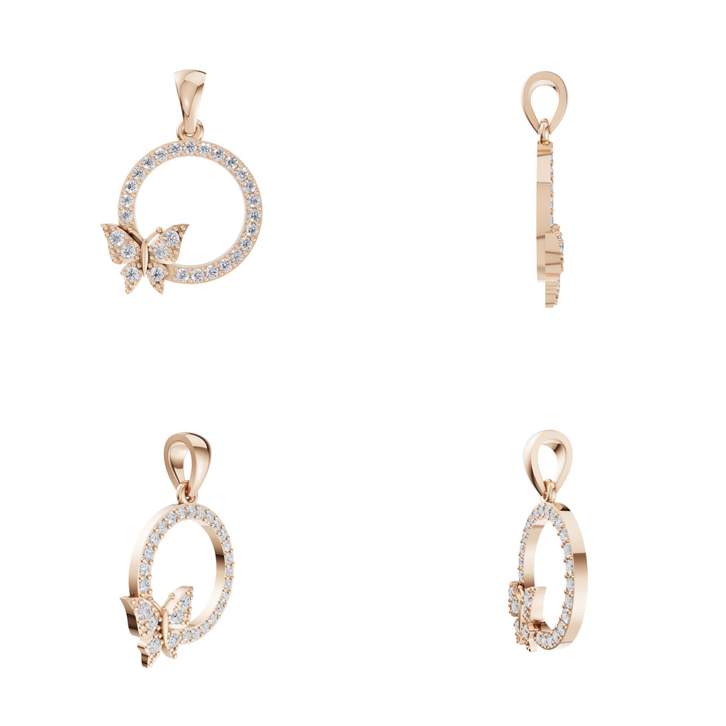 Aarinya Enchanted Butterfly Circle Diamond Pendant Set, The Papillon Circle Diamond Lab Grown Set
