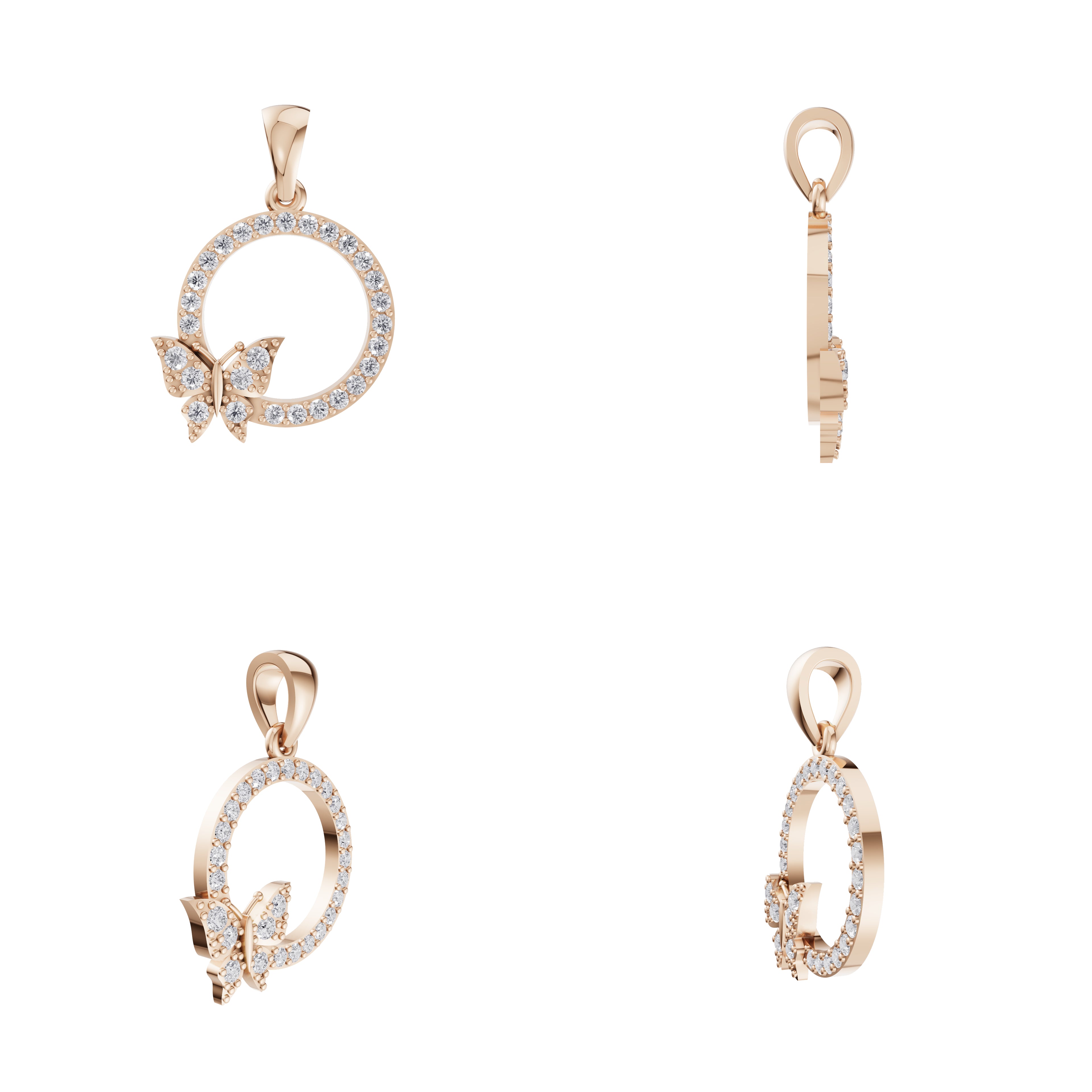 Aarinya Enchanted Butterfly Circle Diamond Pendant Set, The Papillon Circle Diamond Lab Grown Set