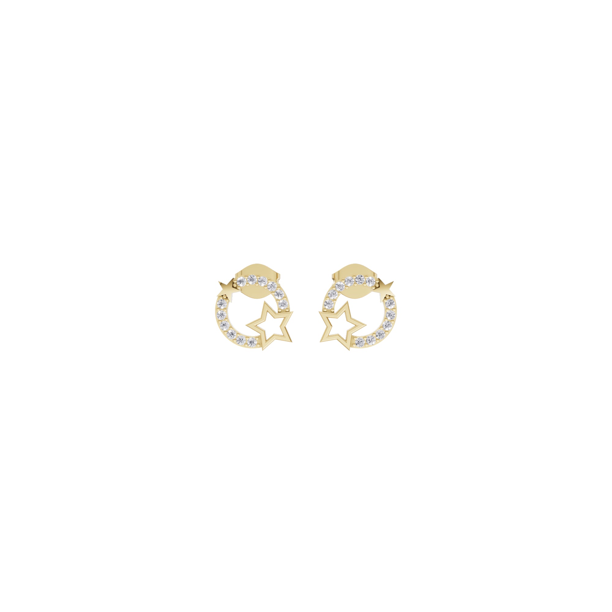 Aarinya Open-Circle Halo Star Diamond Pendant & Earrings Set