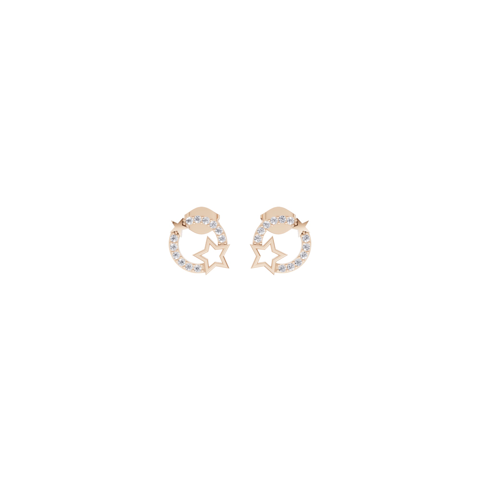 Aarinya Open-Circle Halo Star Diamond Pendant & Earrings Set